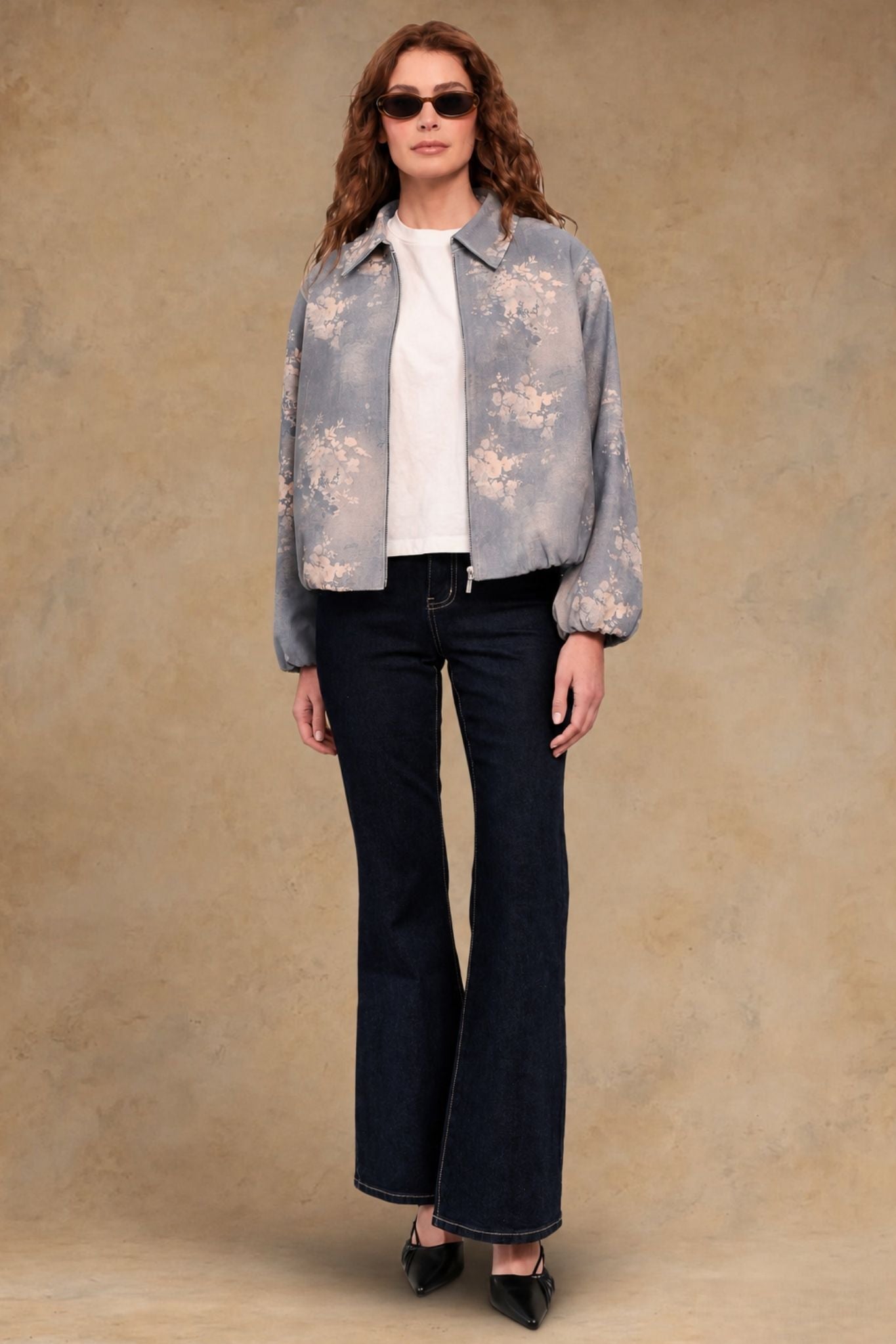 Didi Women's Denim Printed Leather Jacket