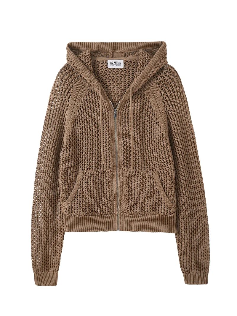 Marian Cotton Open Stitch Cropped Hoodie