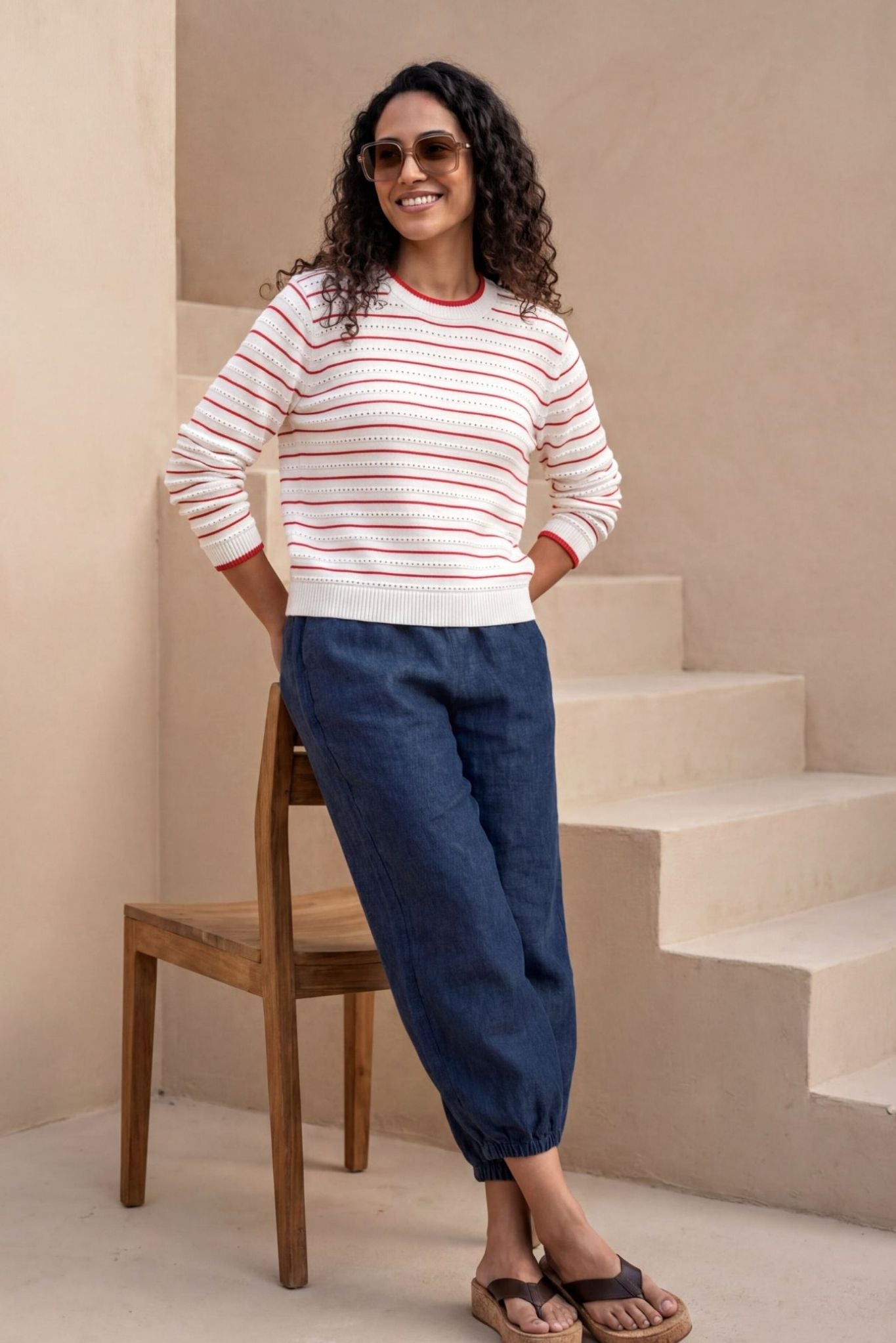 Irene Linen Loosefit Cropped Jogger