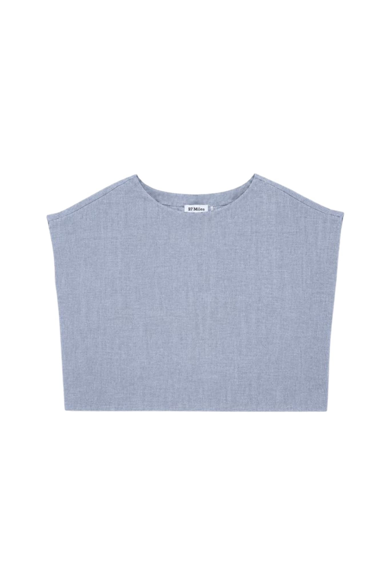 Serra Linen Boat Neck Cropped Top