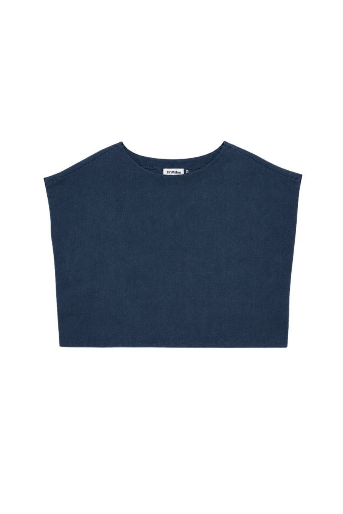Serra Linen Boat Neck Cropped Top