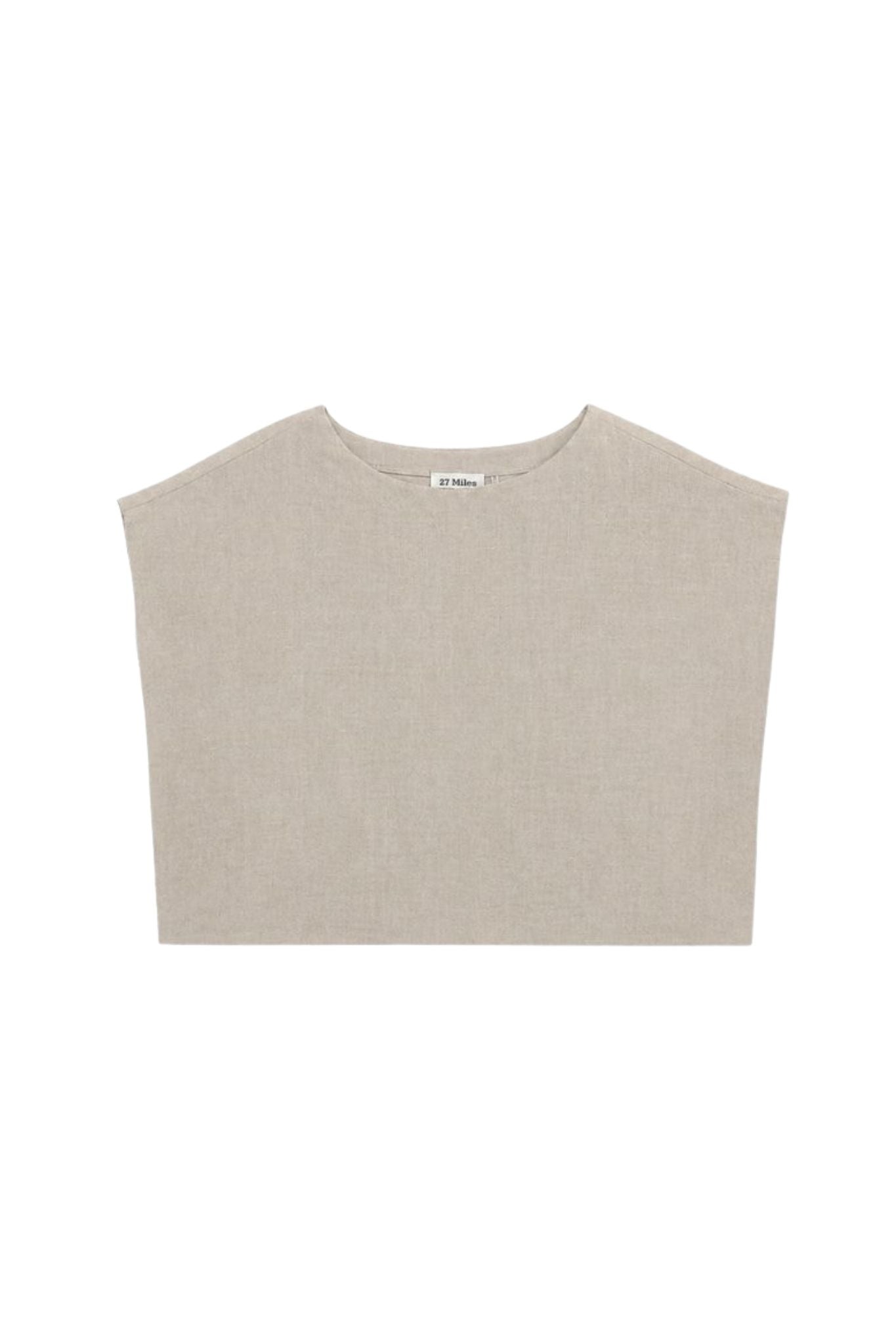 Serra Linen Boat Neck Cropped Top
