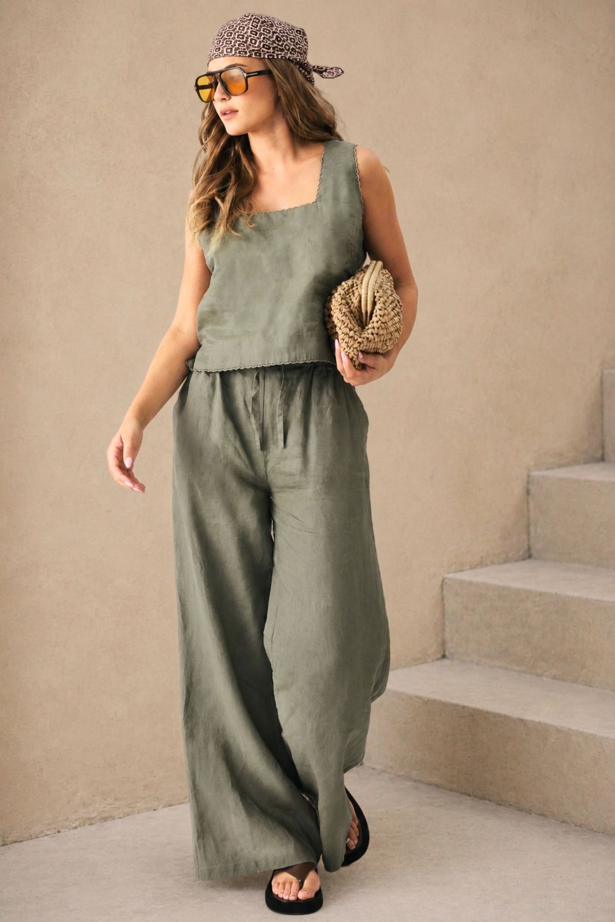 Ravello Wide Leg Linen Pant