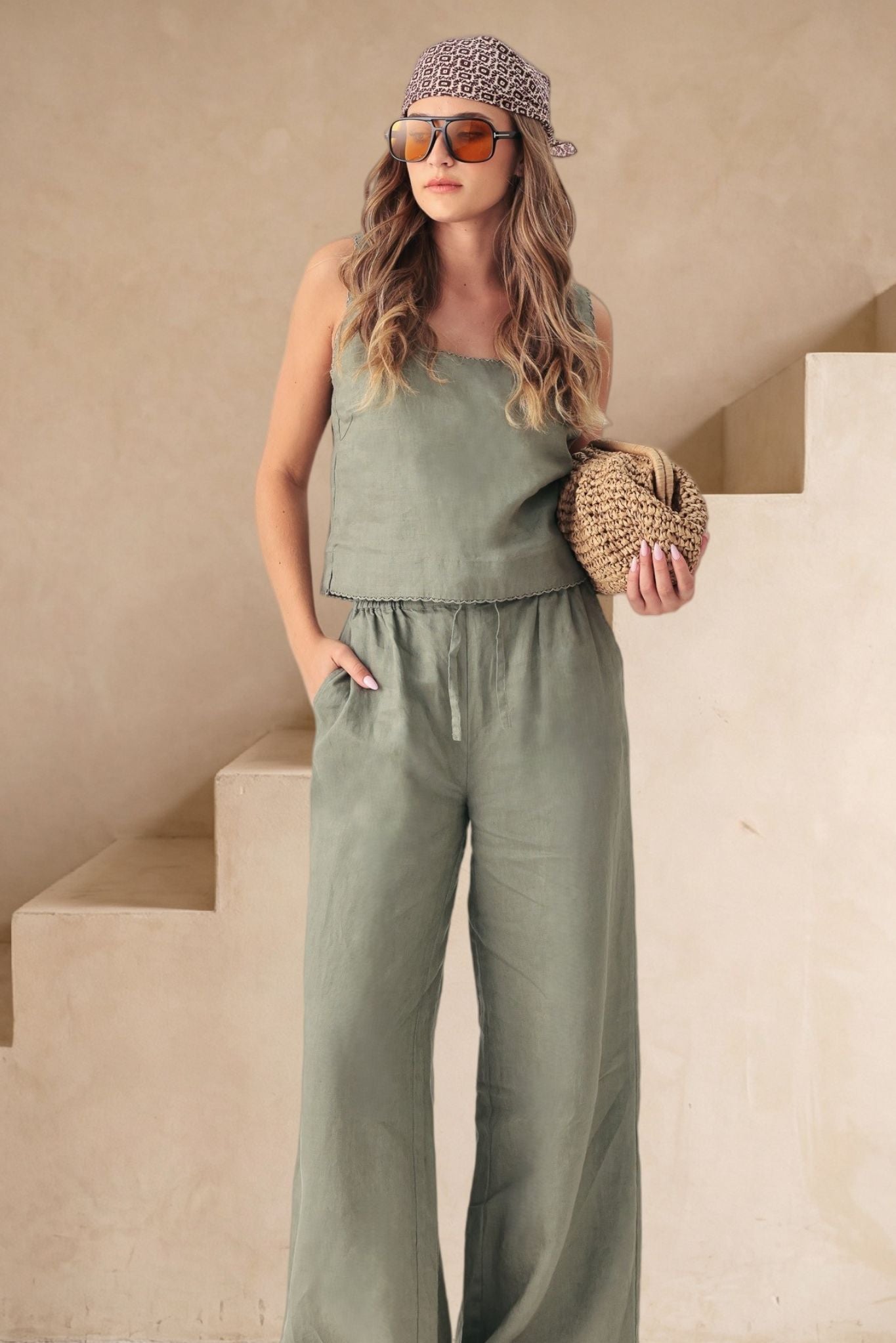 Piper Square Neck Linen Tank