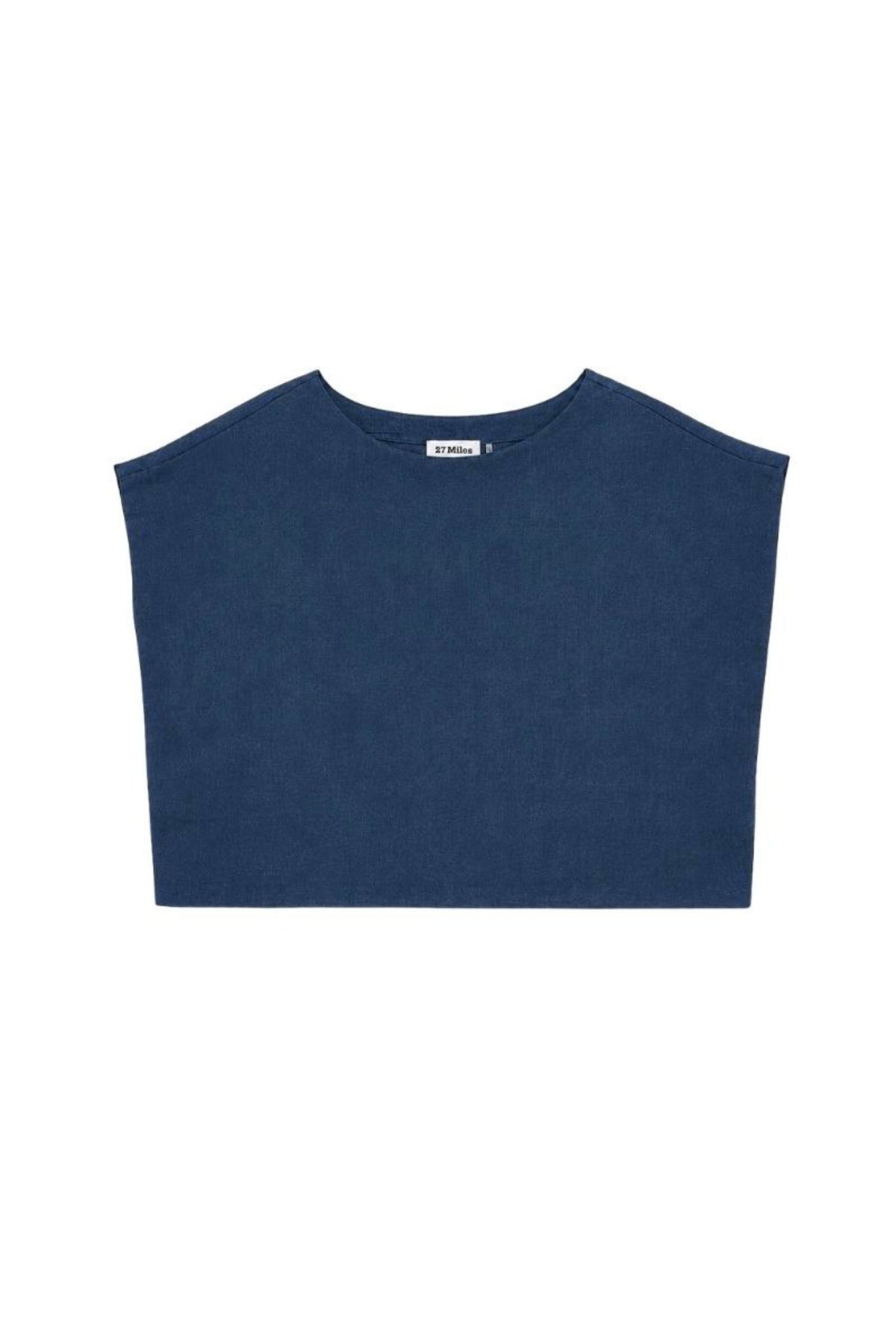 Serra Linen Boat Neck Cropped Top