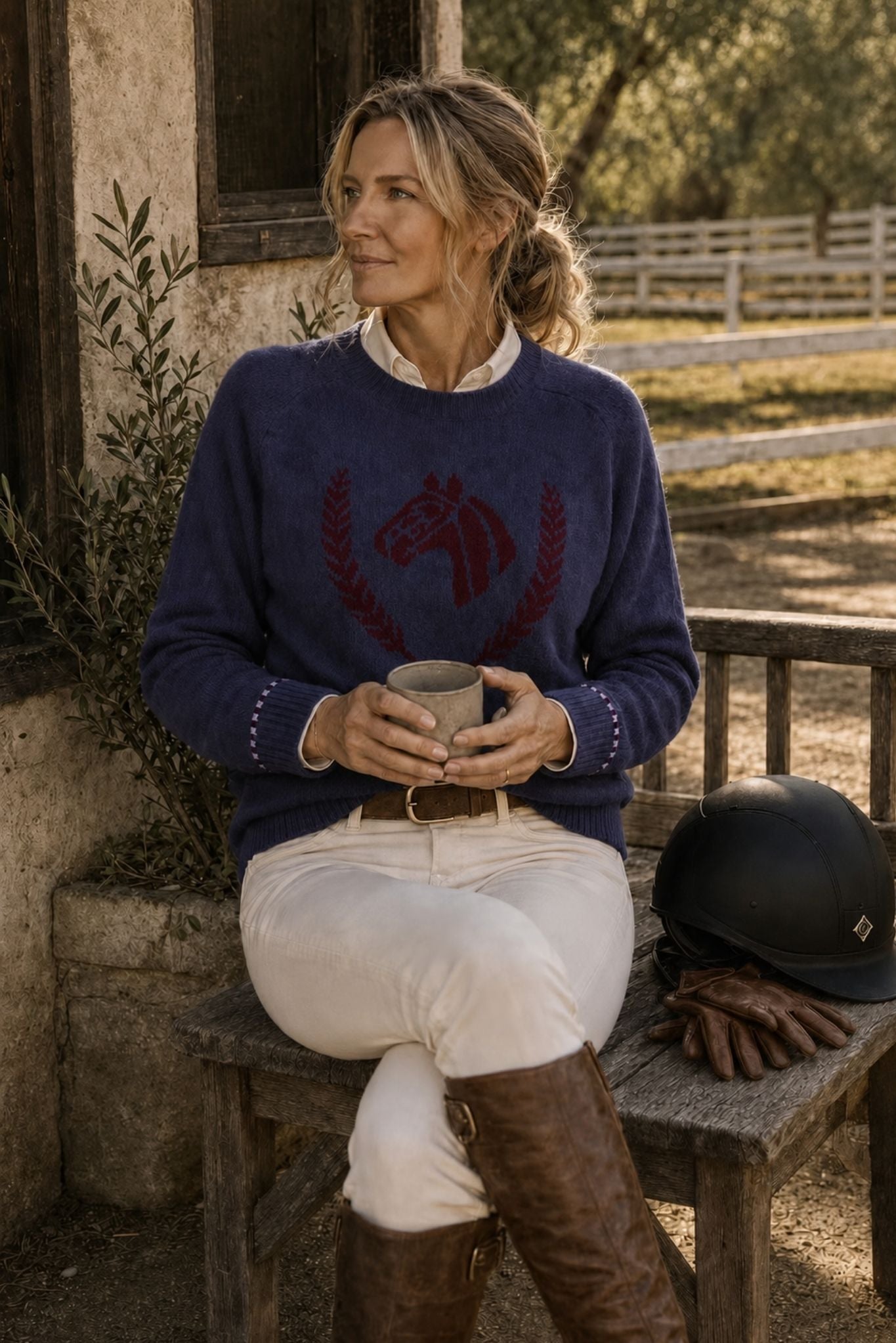Colt Cashmere Sweater with Horse Graphic