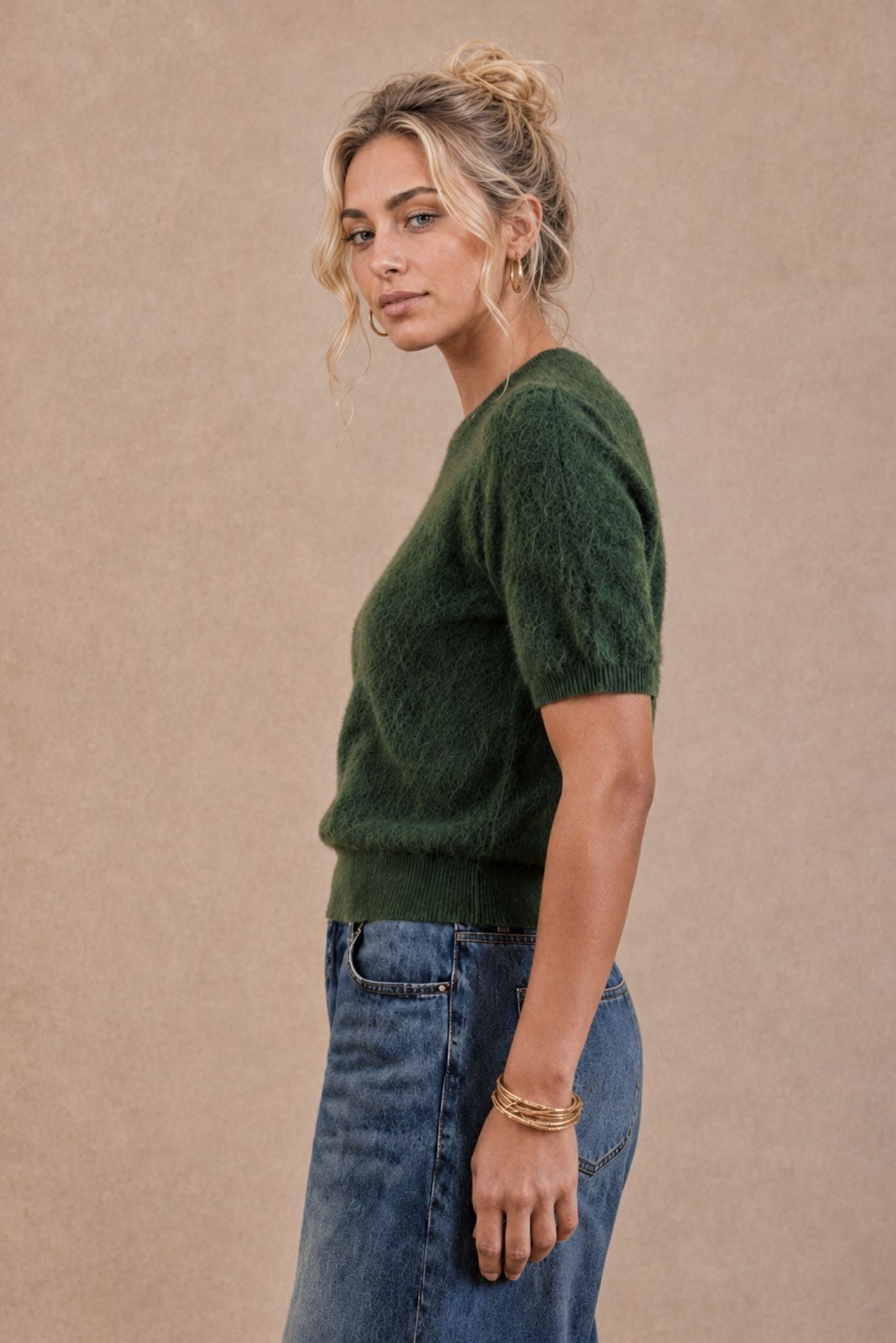 Bren Cashmere  Short Sleeve Crew