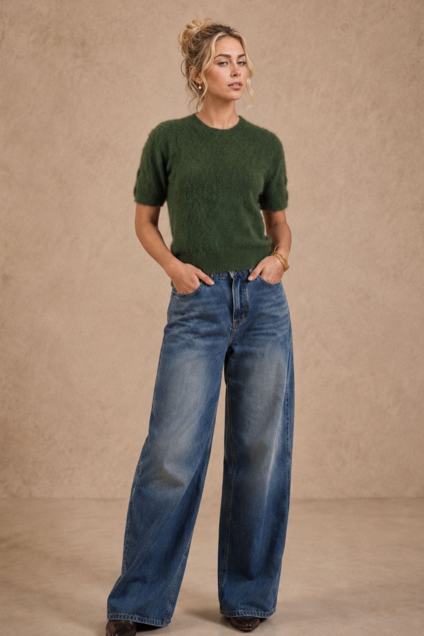 Bren Cashmere  Short Sleeve Crew