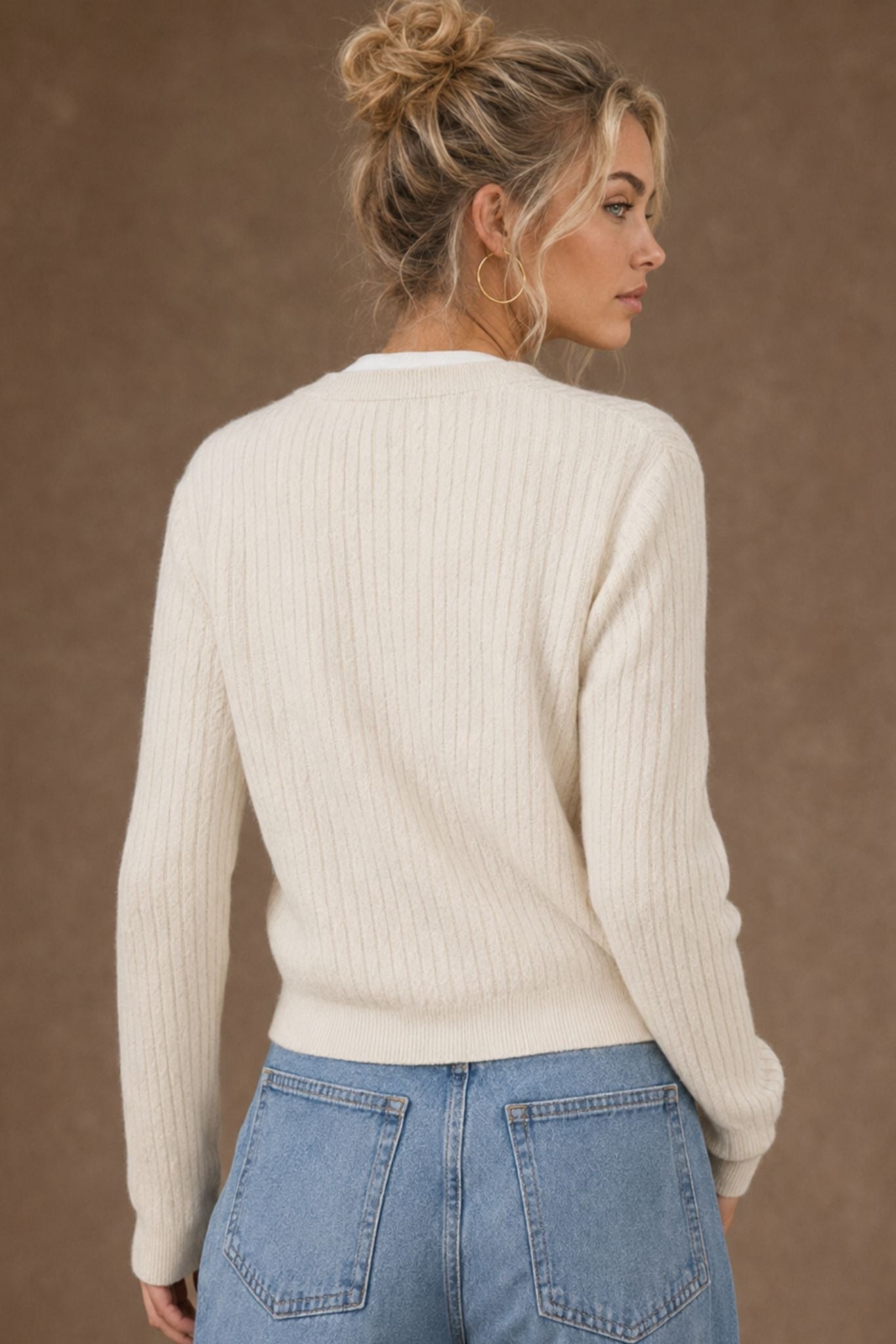 Alyssa Cashmere Cable  Crew Neck Cardigan