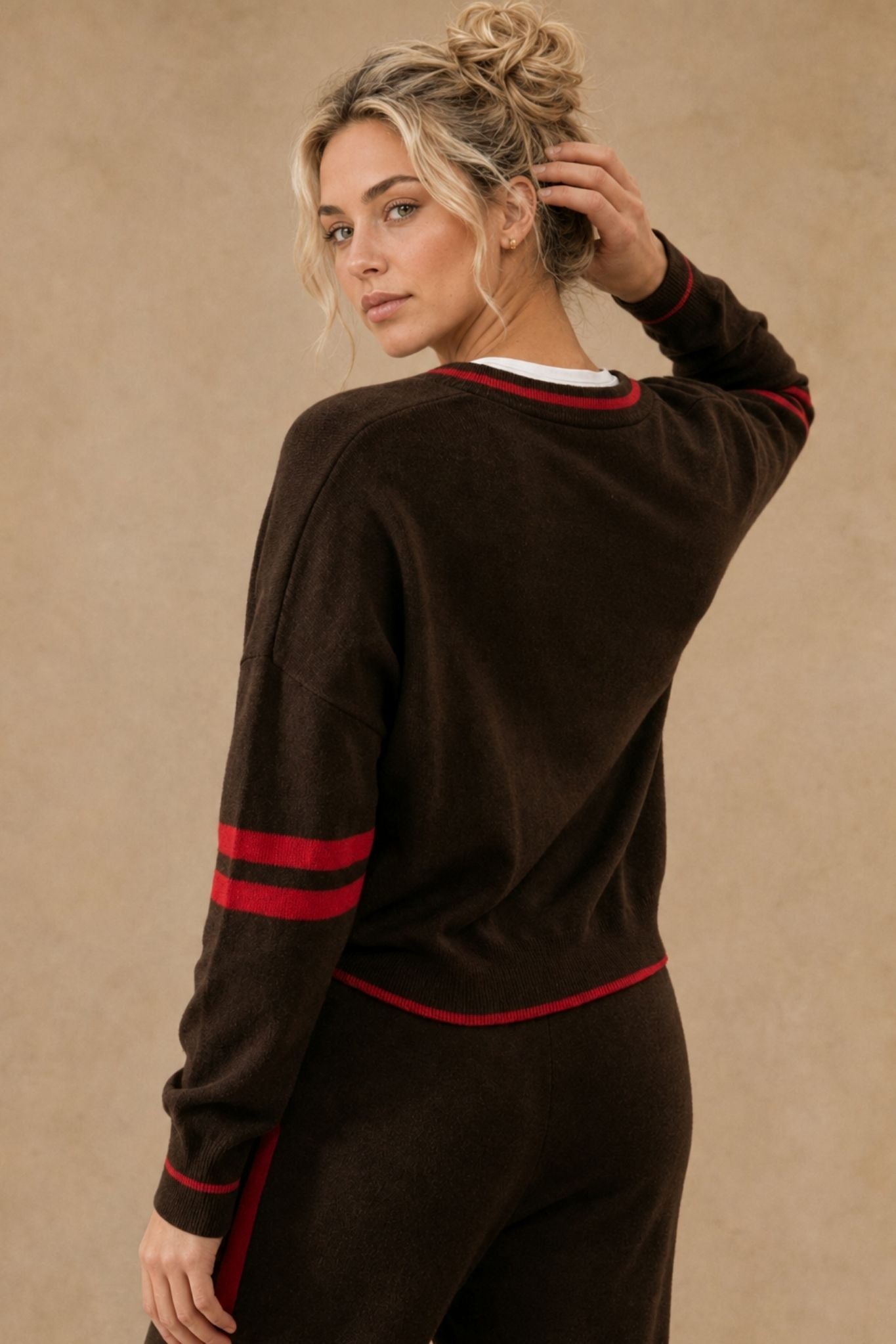 Ashley Cashmere Varsity V Neck