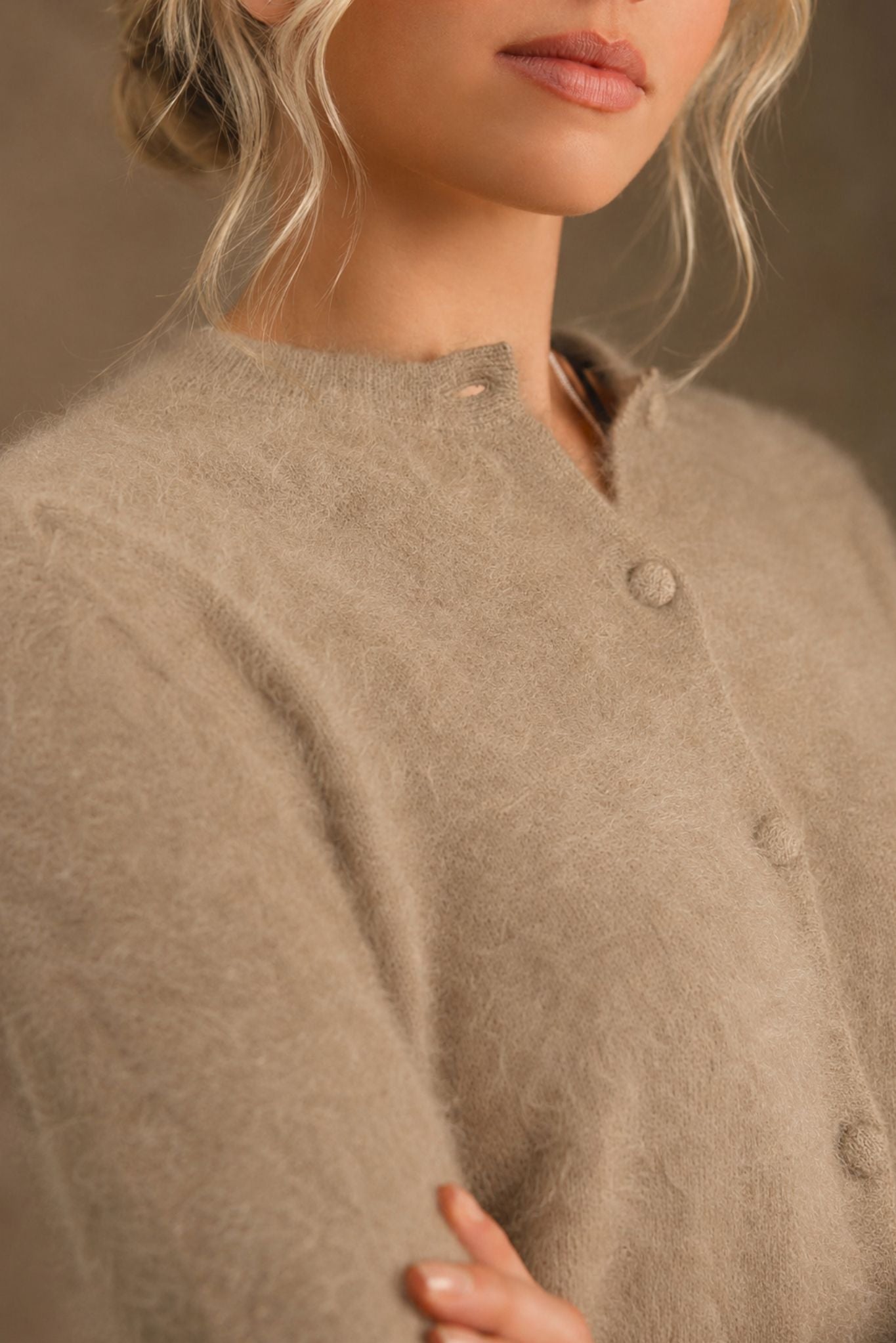 Ivy Brush Cashmere Lantern Sleeve Cardigan