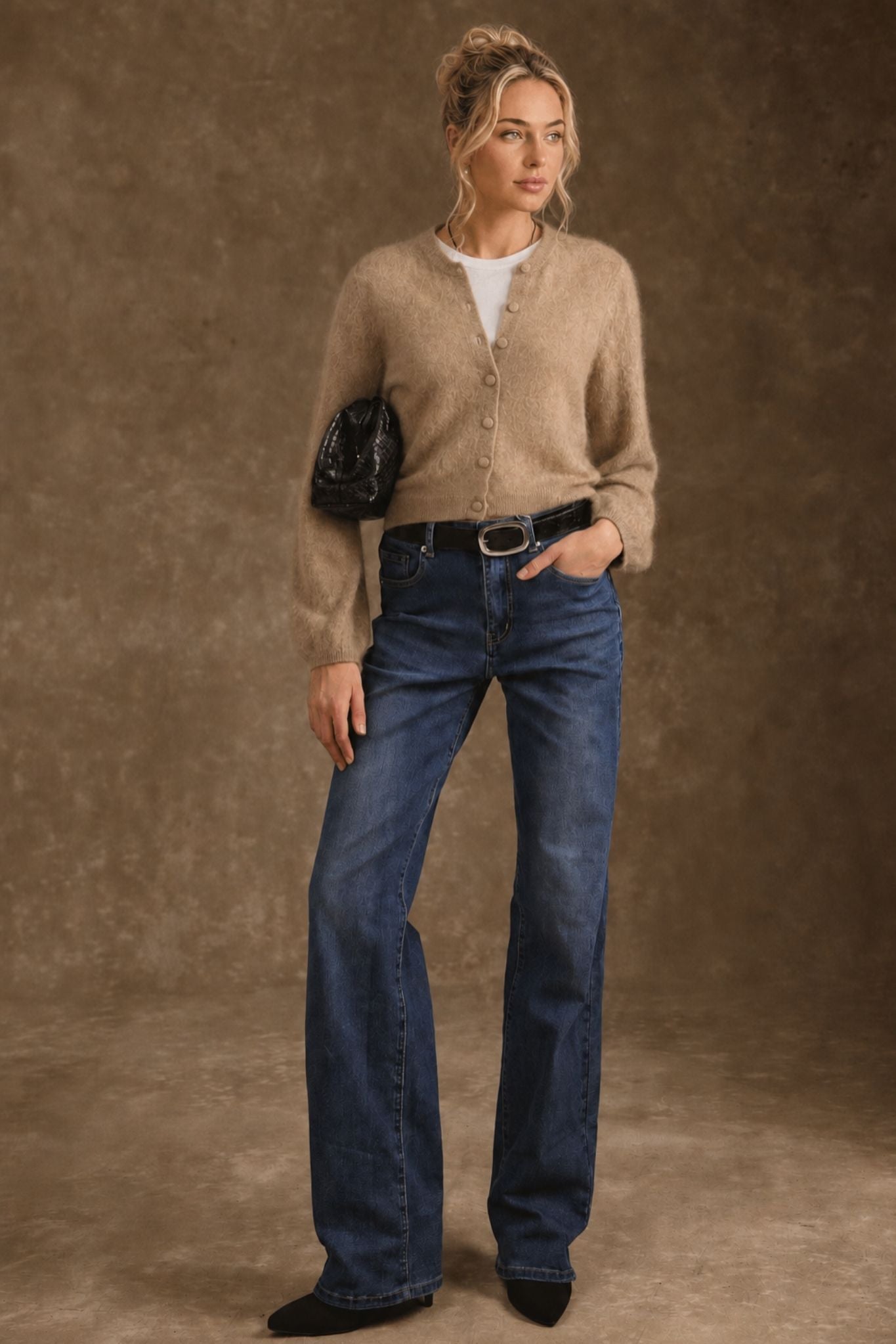 Ivy Brush Cashmere Lantern Sleeve Cardigan