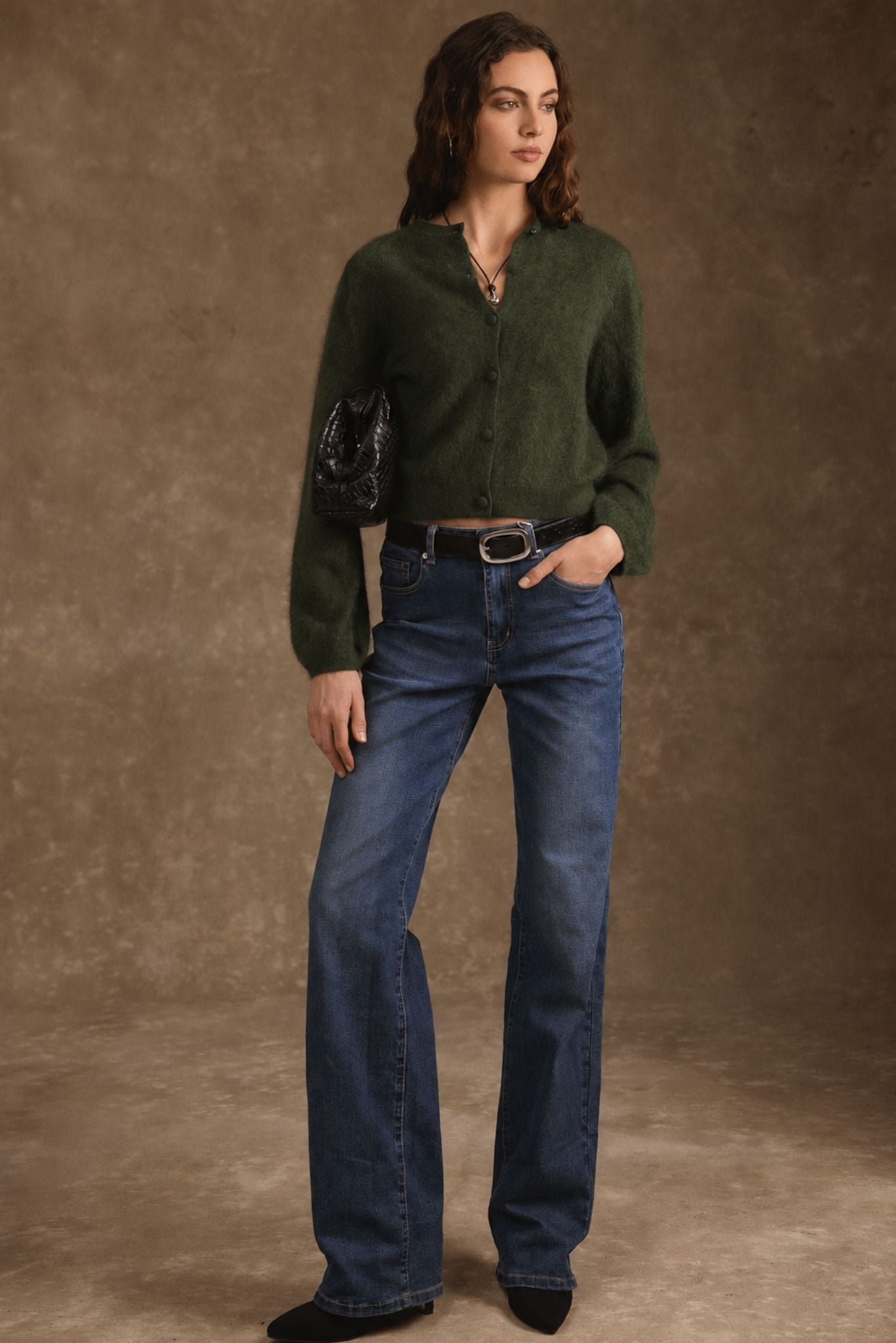 Ivy Brush Cashmere Lantern Sleeve Cardigan