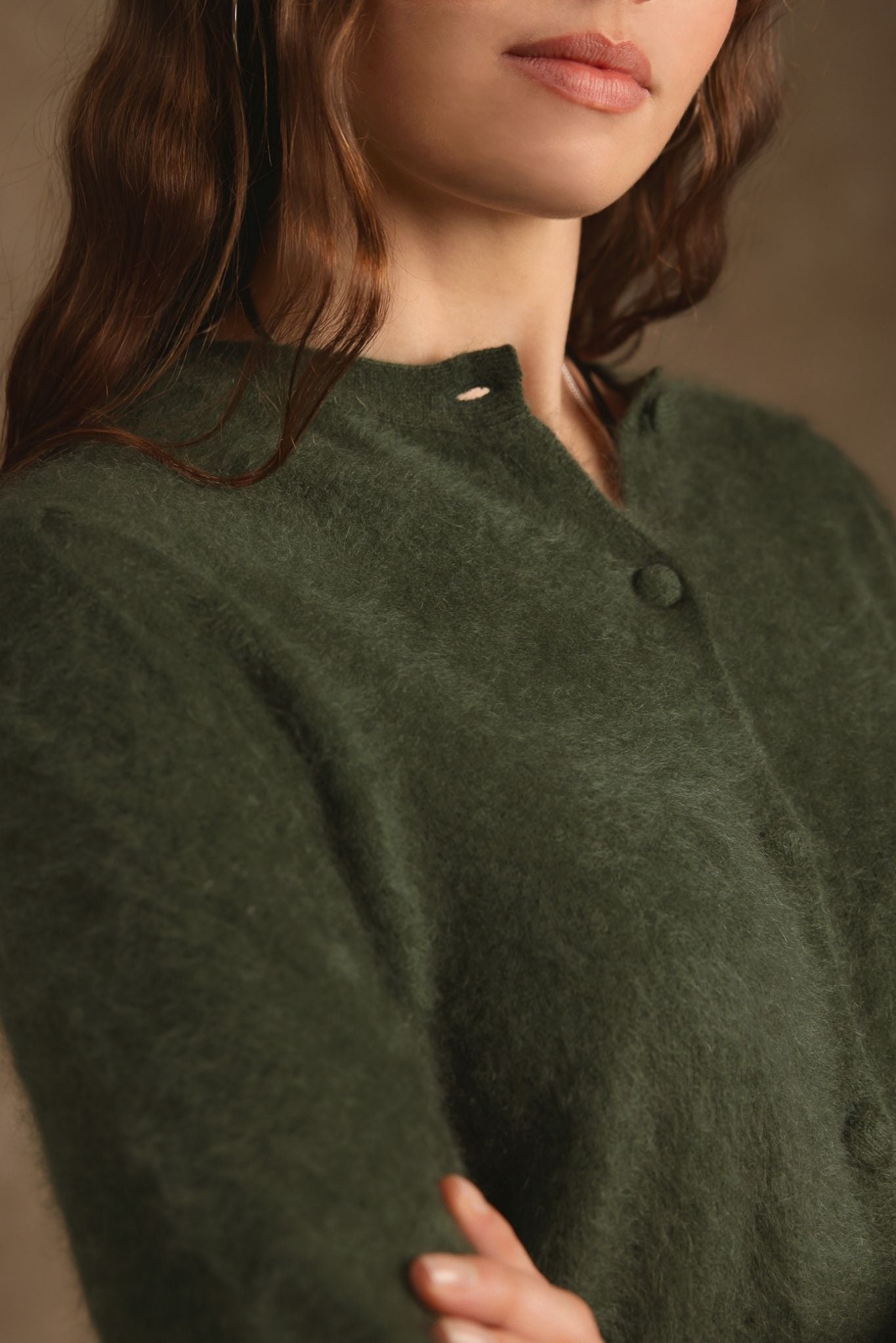 Ivy Brush Cashmere Lantern Sleeve Cardigan