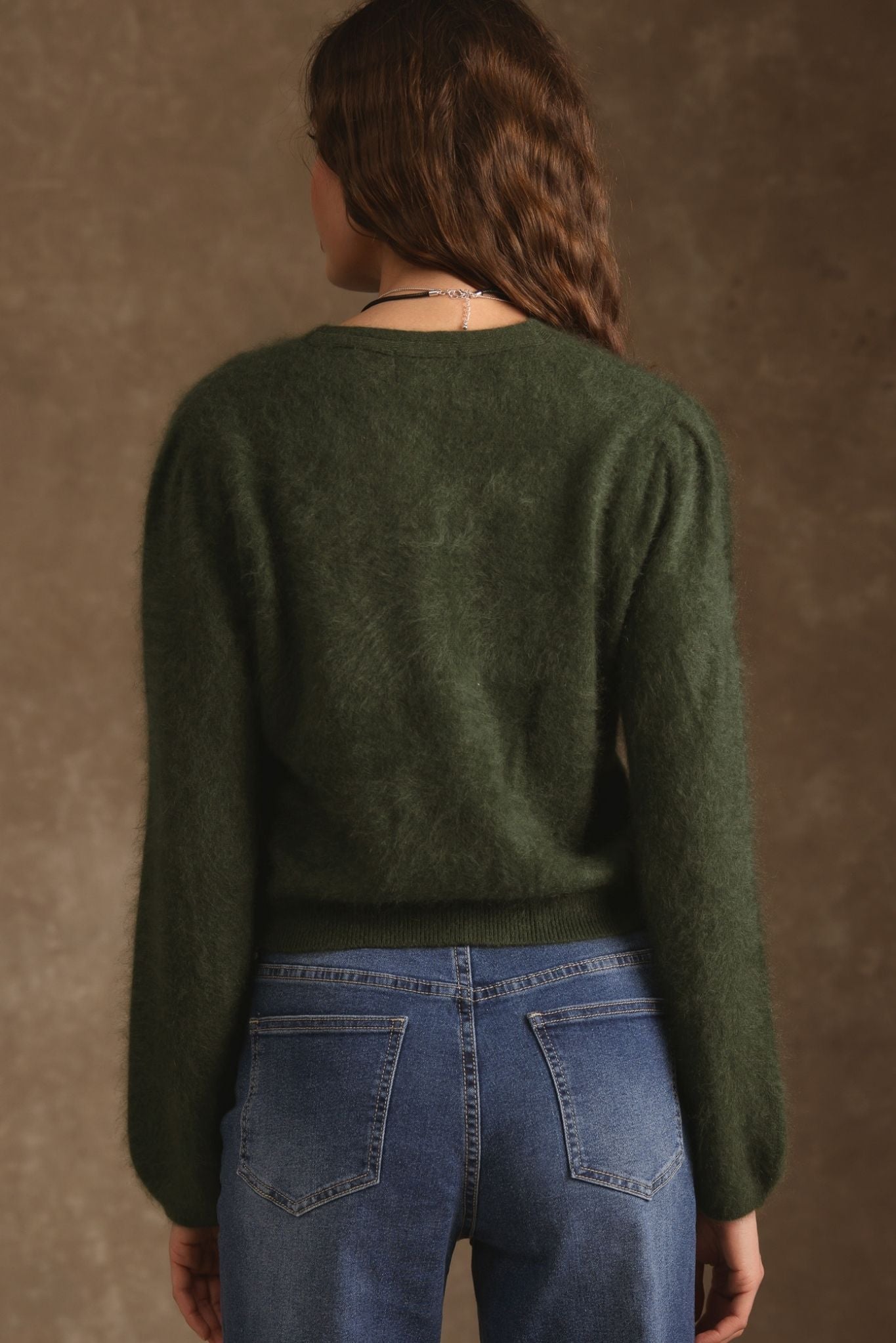 Ivy Brush Cashmere Lantern Sleeve Cardigan