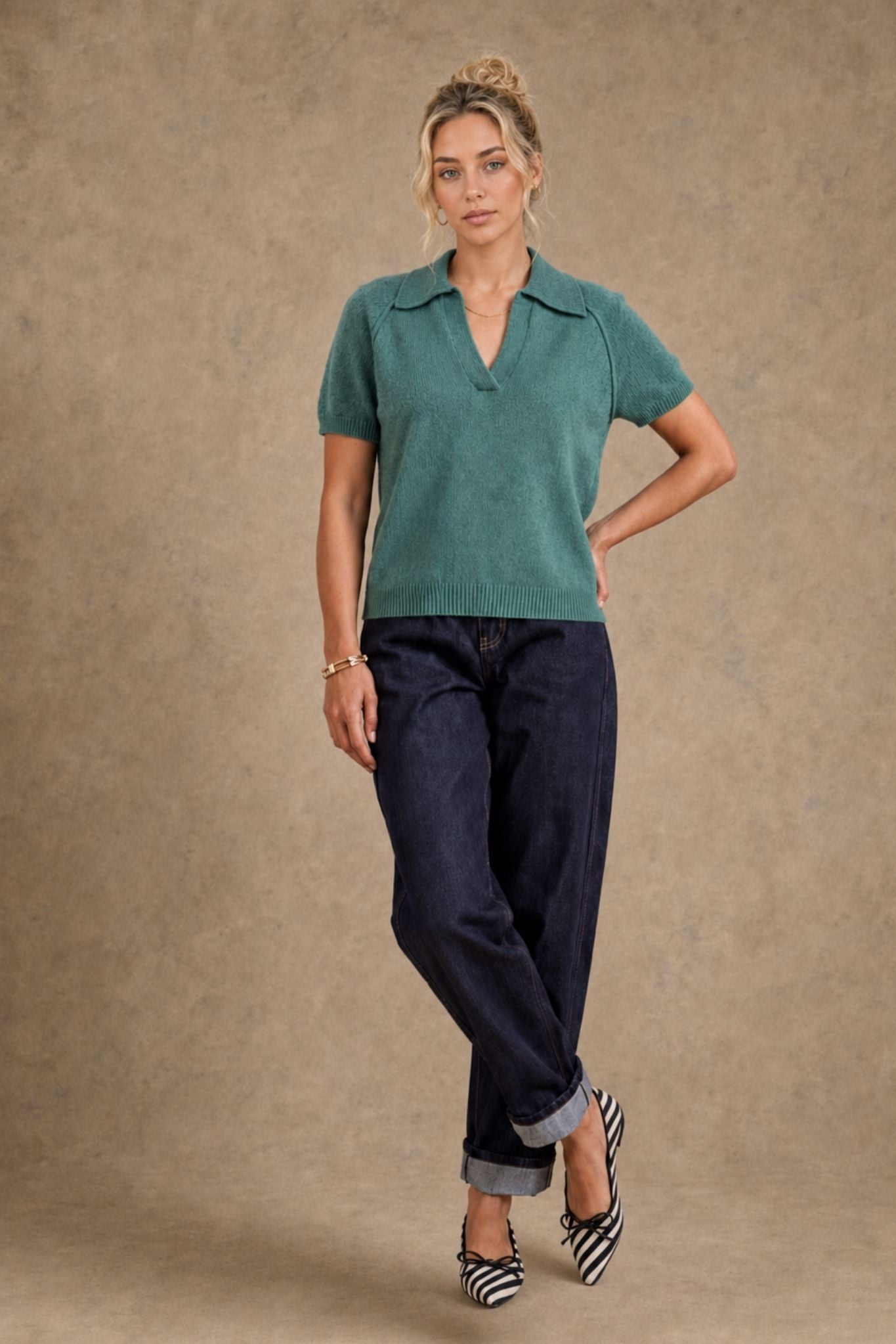 Jordana Cashmere Short Sleeve Polo