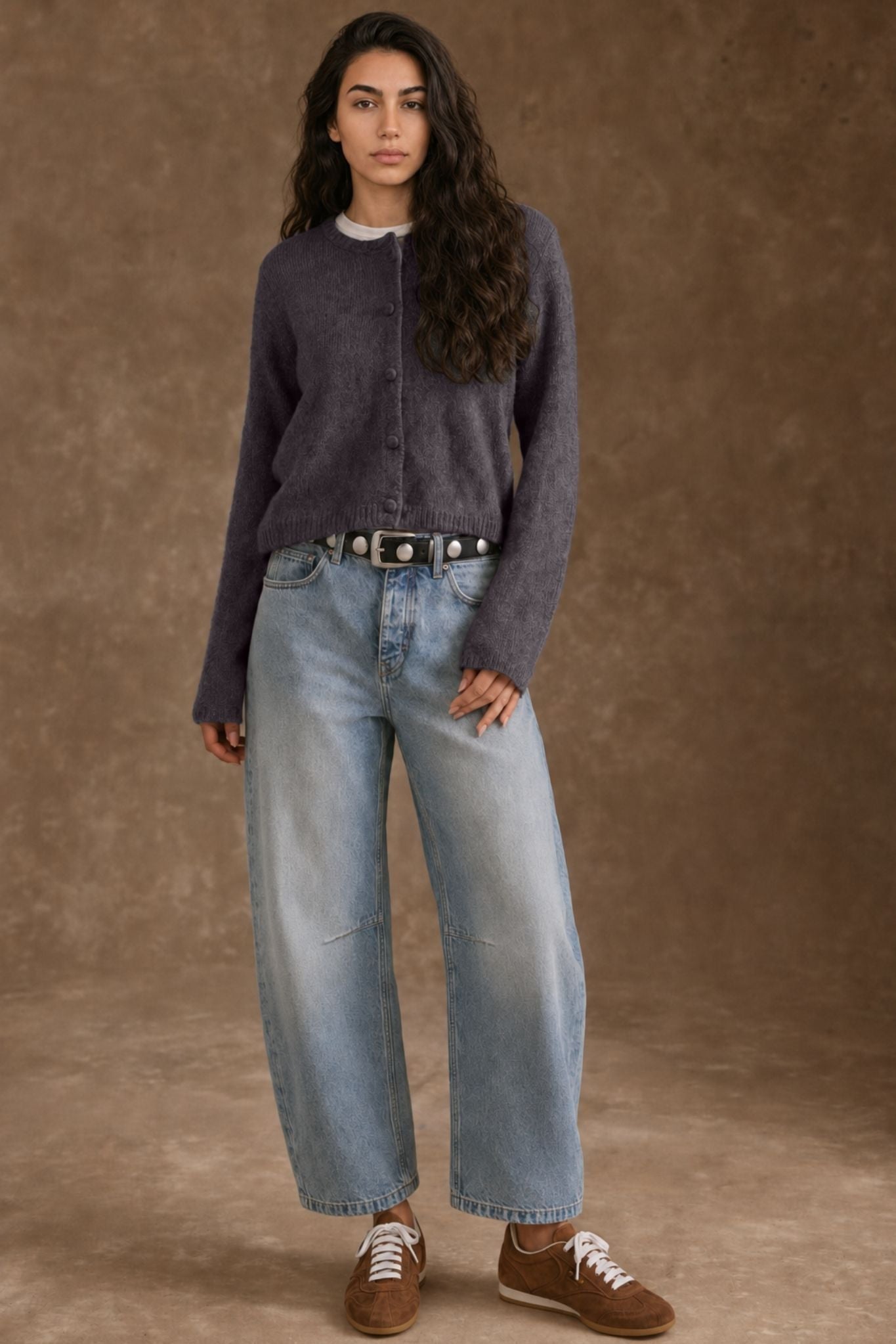 Wynn Cashmere Cable Crew Neck Cardigan