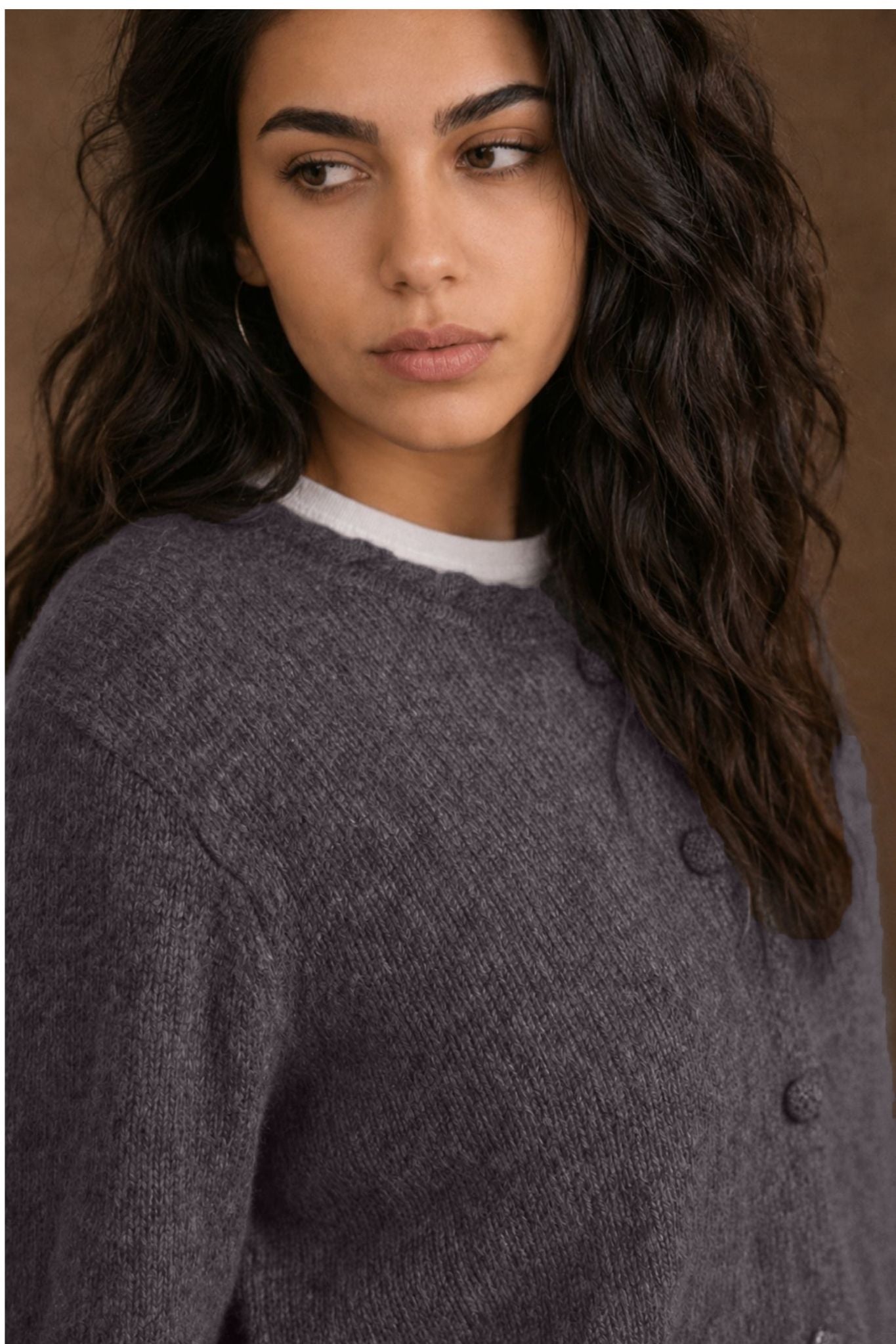 Wynn Cashmere Cable Crew Neck Cardigan