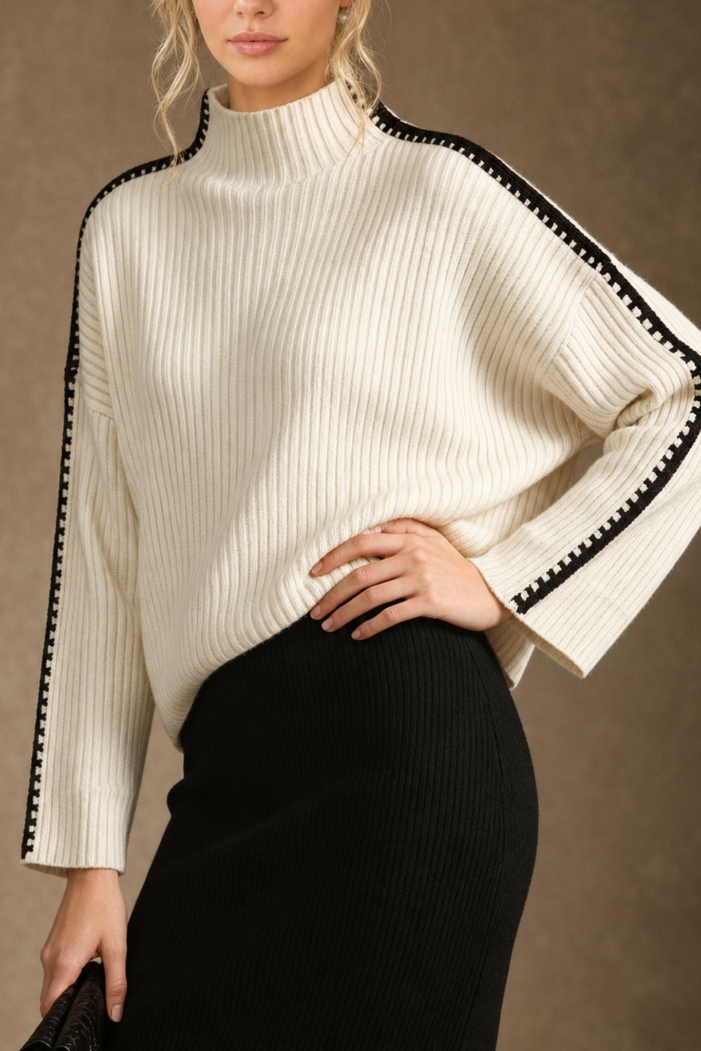 Mochi Mockneck With Whip Stitch Detail