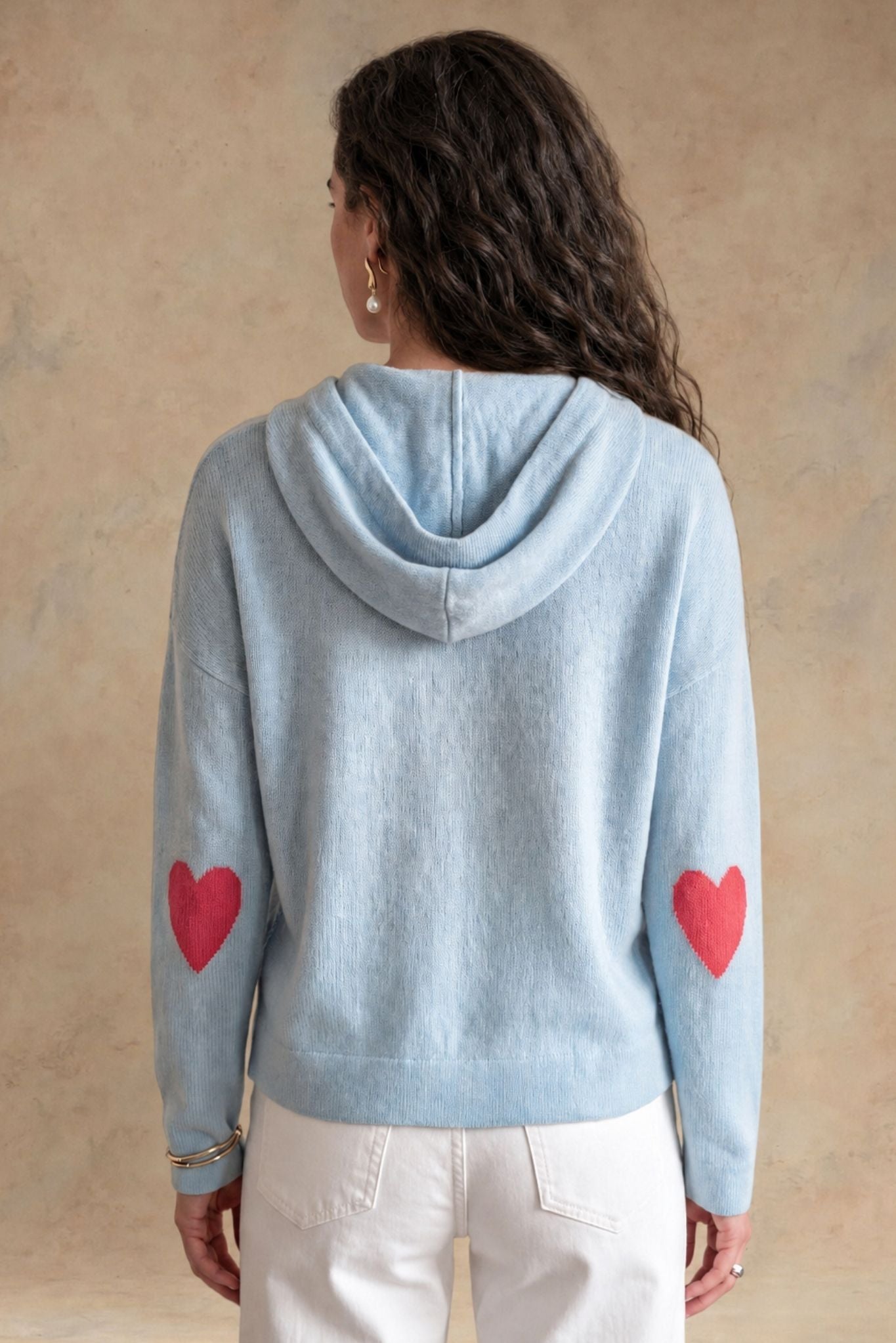 Reva Cashmere Contrast Heart Pullover Hoodie