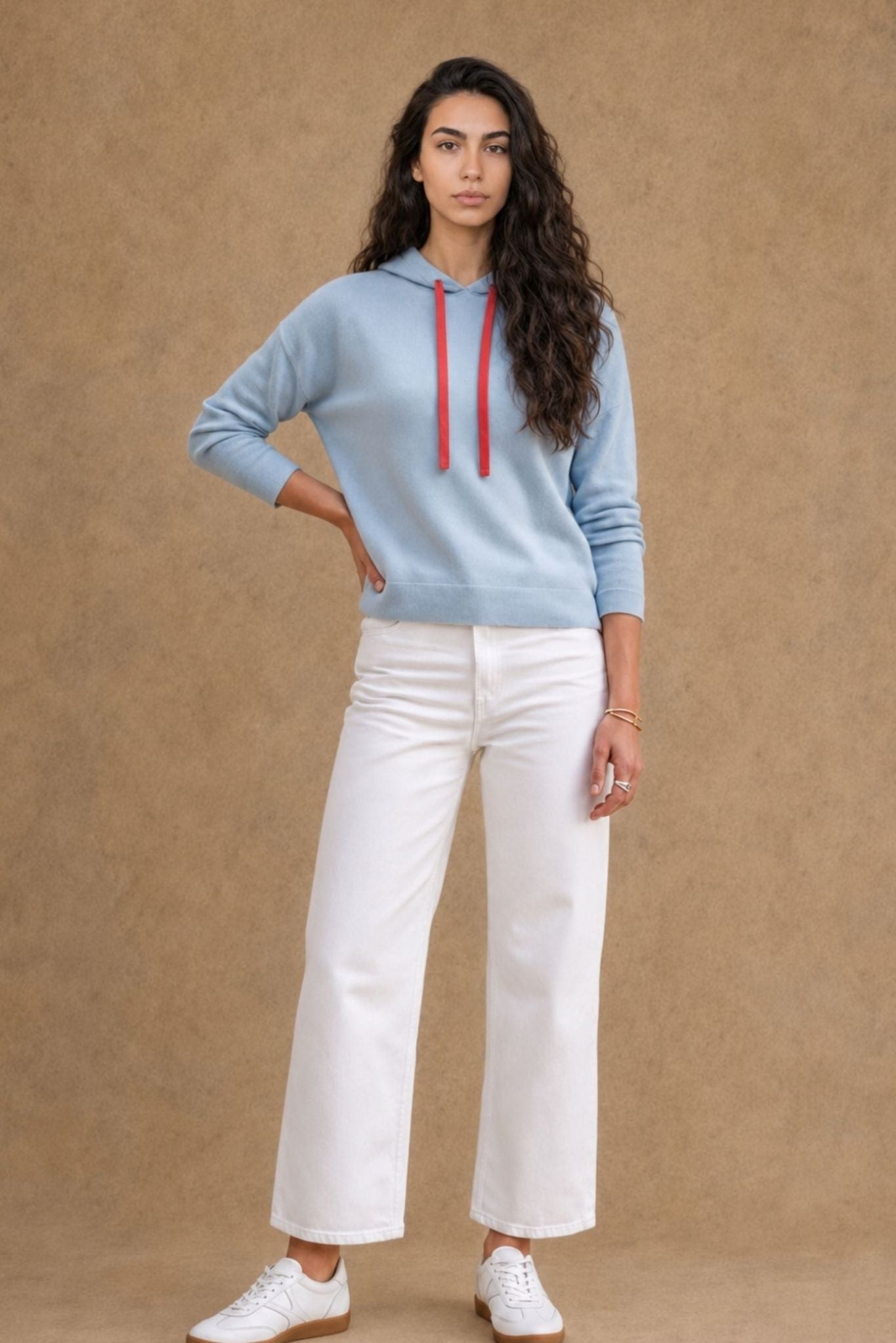 Reva Cashmere Contrast Heart Pullover Hoodie
