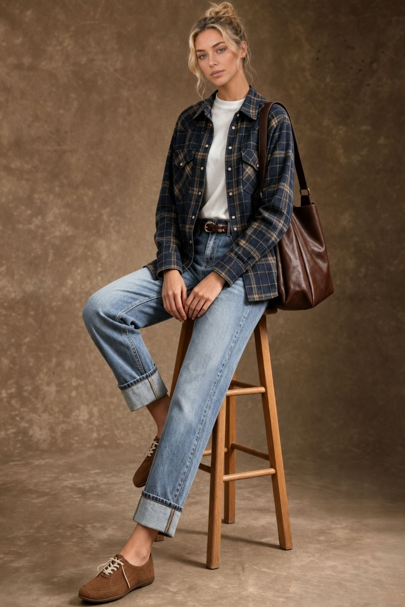 Selva Cotton Western Plaid Shirt