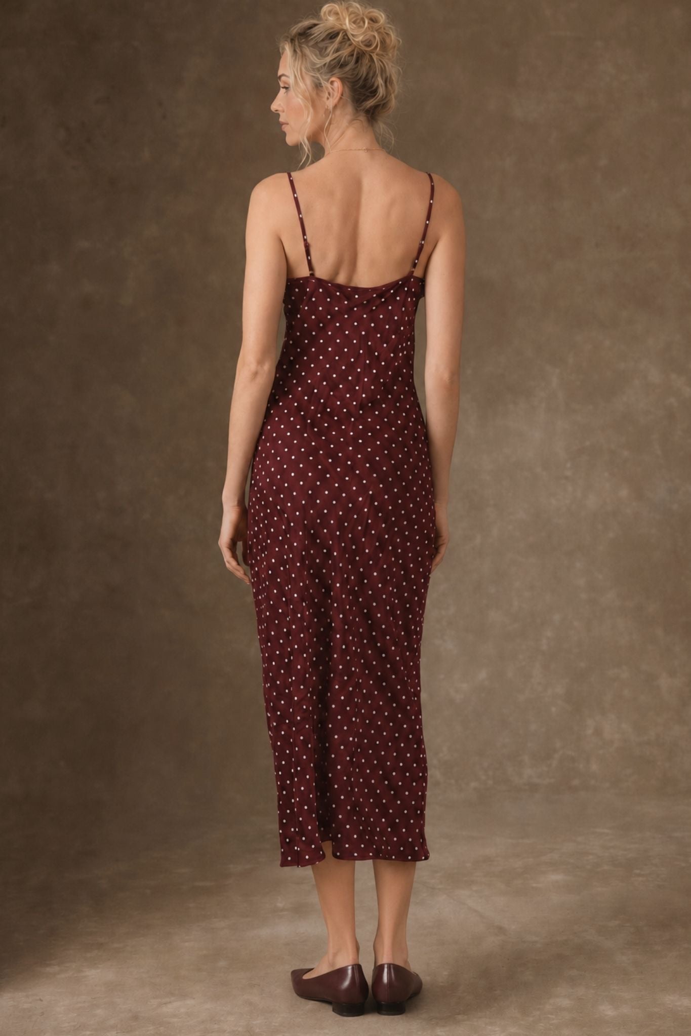 Suri Silk Polka Dot Bias Cut Midi Dress
