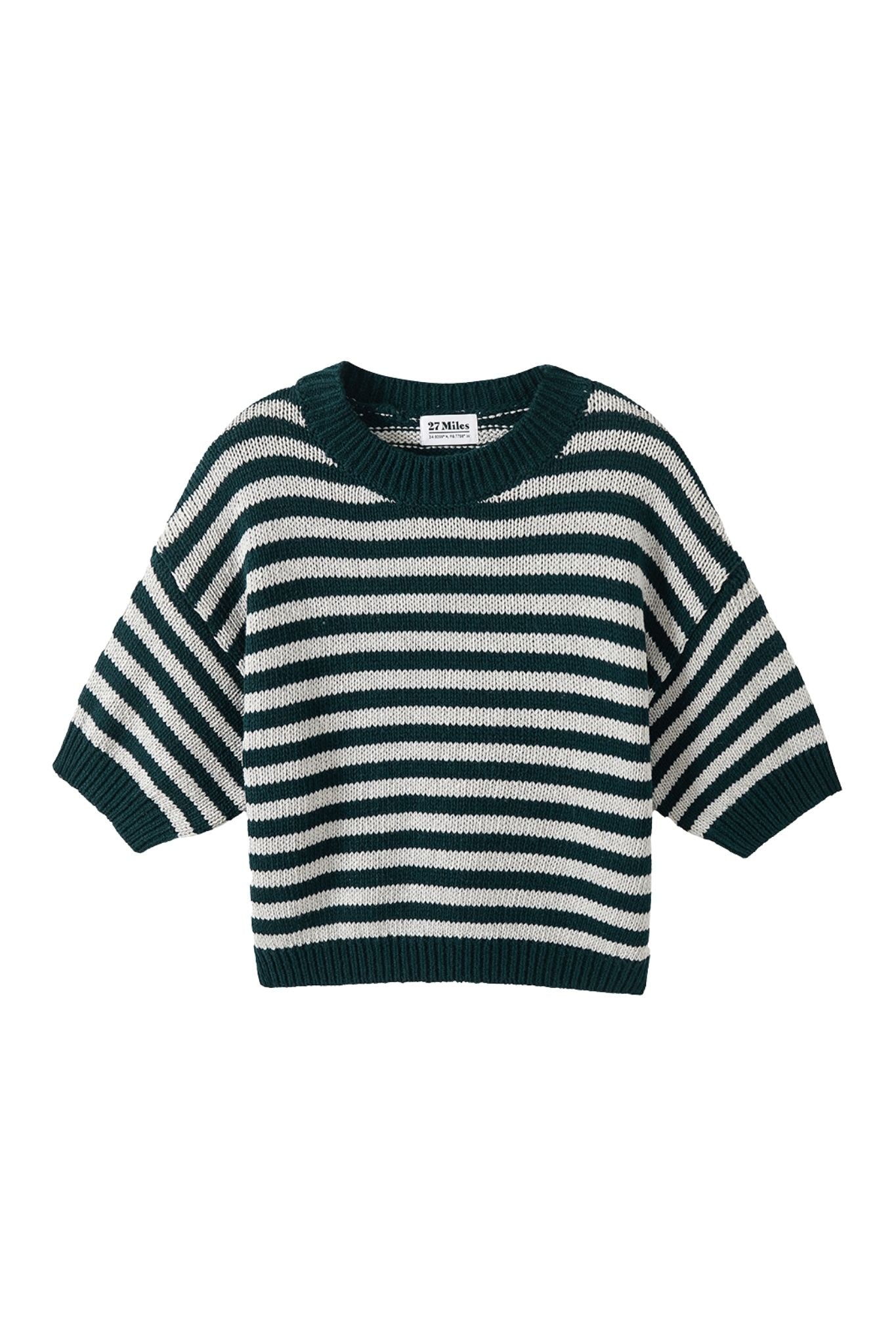 Zella Cotton Cashmere Striped Short Sleeve Pullover