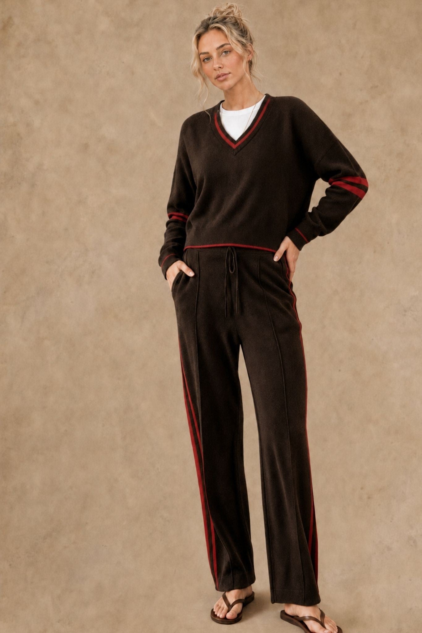 Ashley Cashmere Varsity V Neck