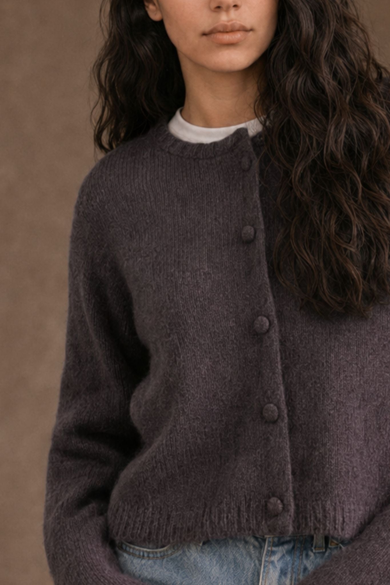 Wynn Cashmere Cable Crew Neck Cardigan