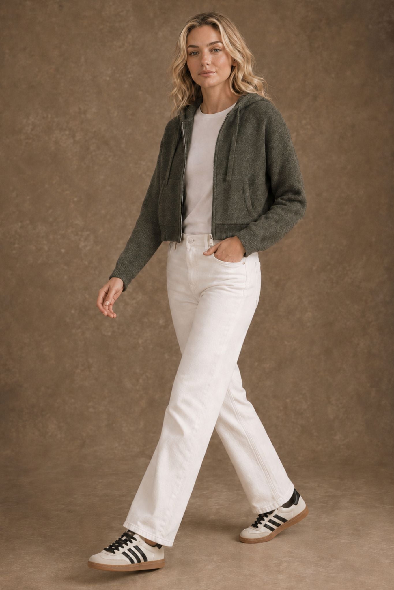 Rowe Cashmere Cropped Zip Hoodie