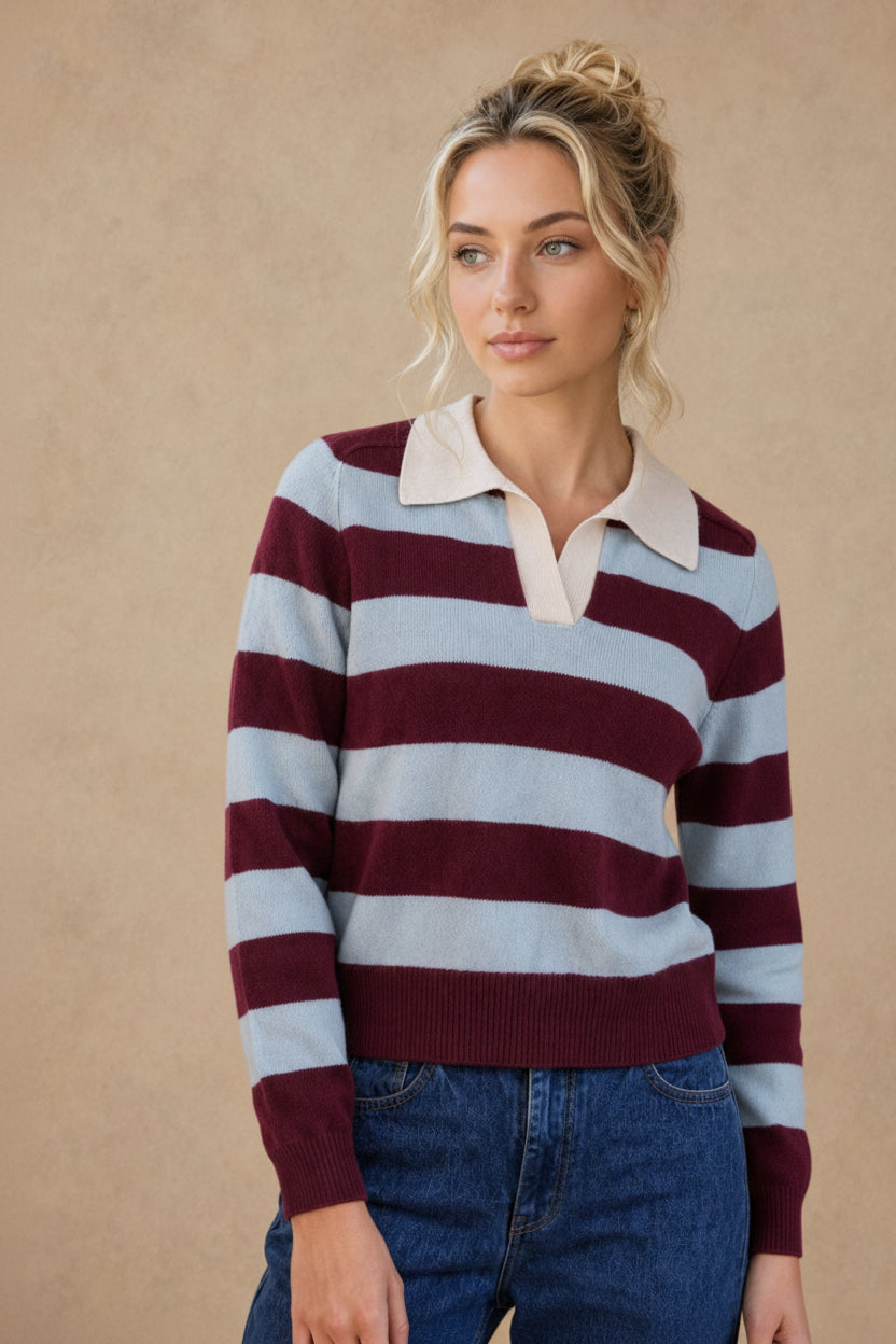 Maxine Cashmere Striped Polo