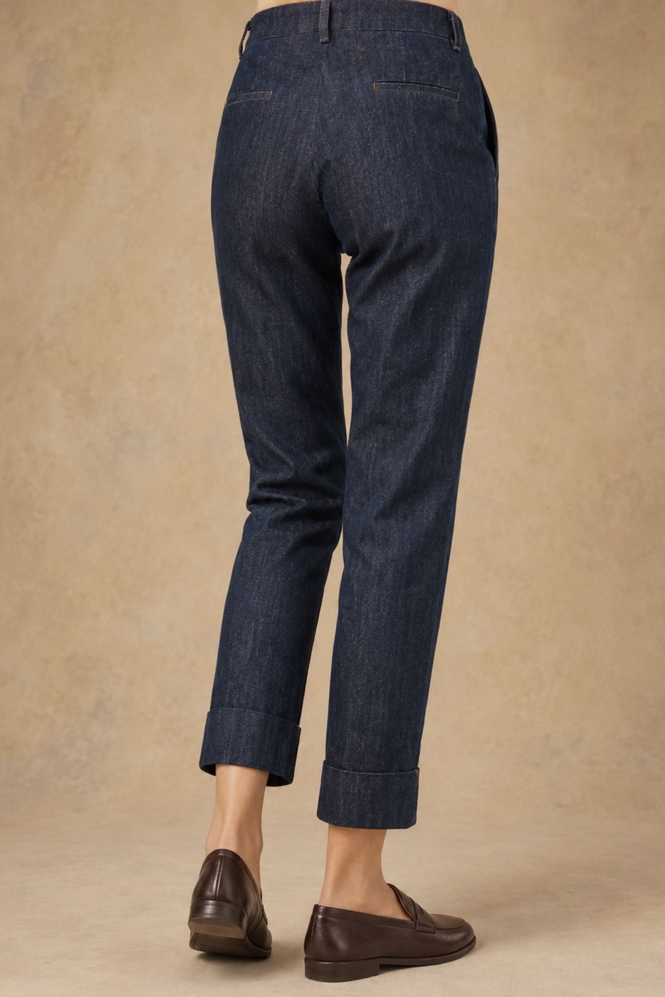 Jodi Cotton / Hemp Silk Cotton Tapered Cuffed Denim Pant