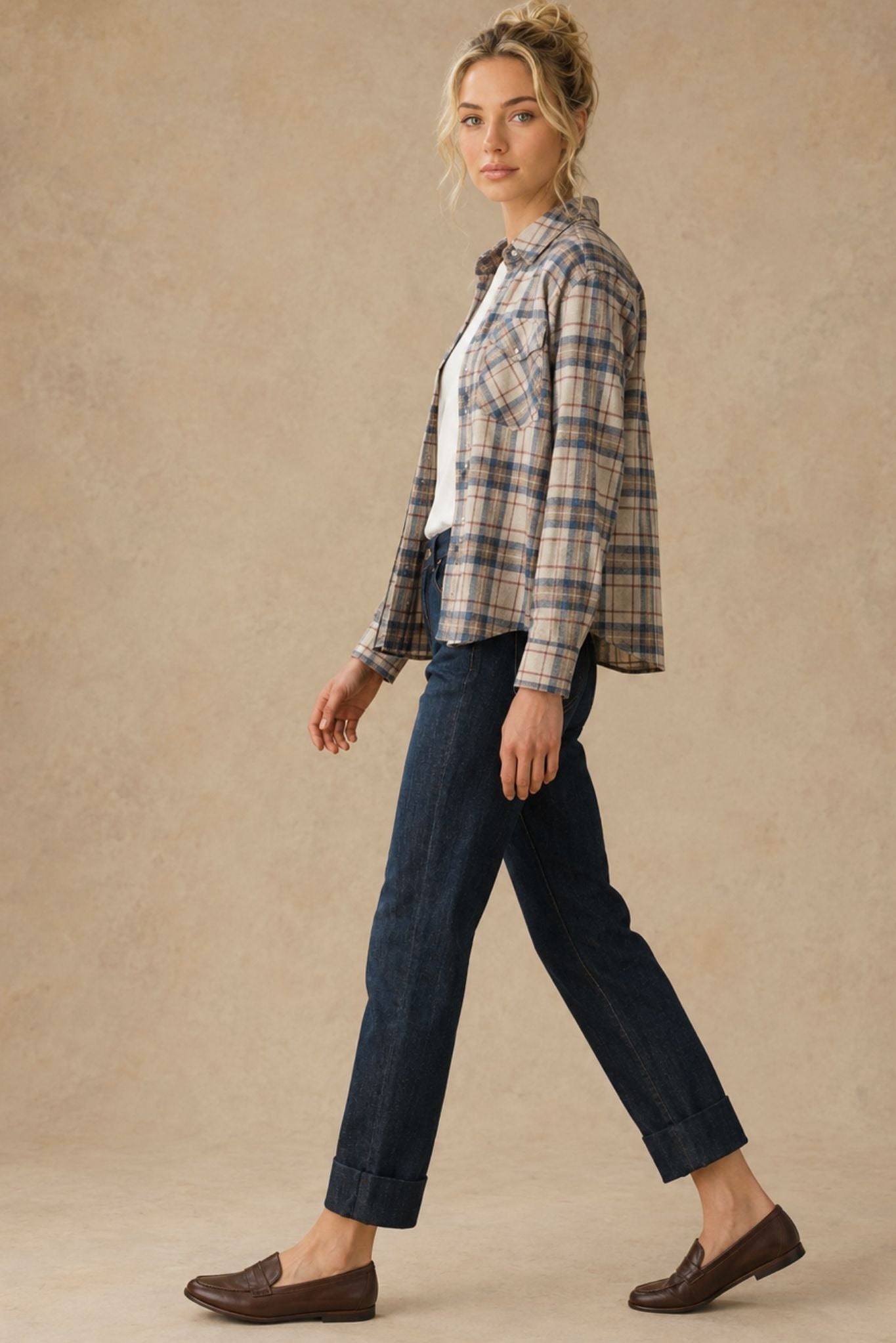 Jodi Cotton / Hemp Silk Cotton Tapered Cuffed Denim Pant
