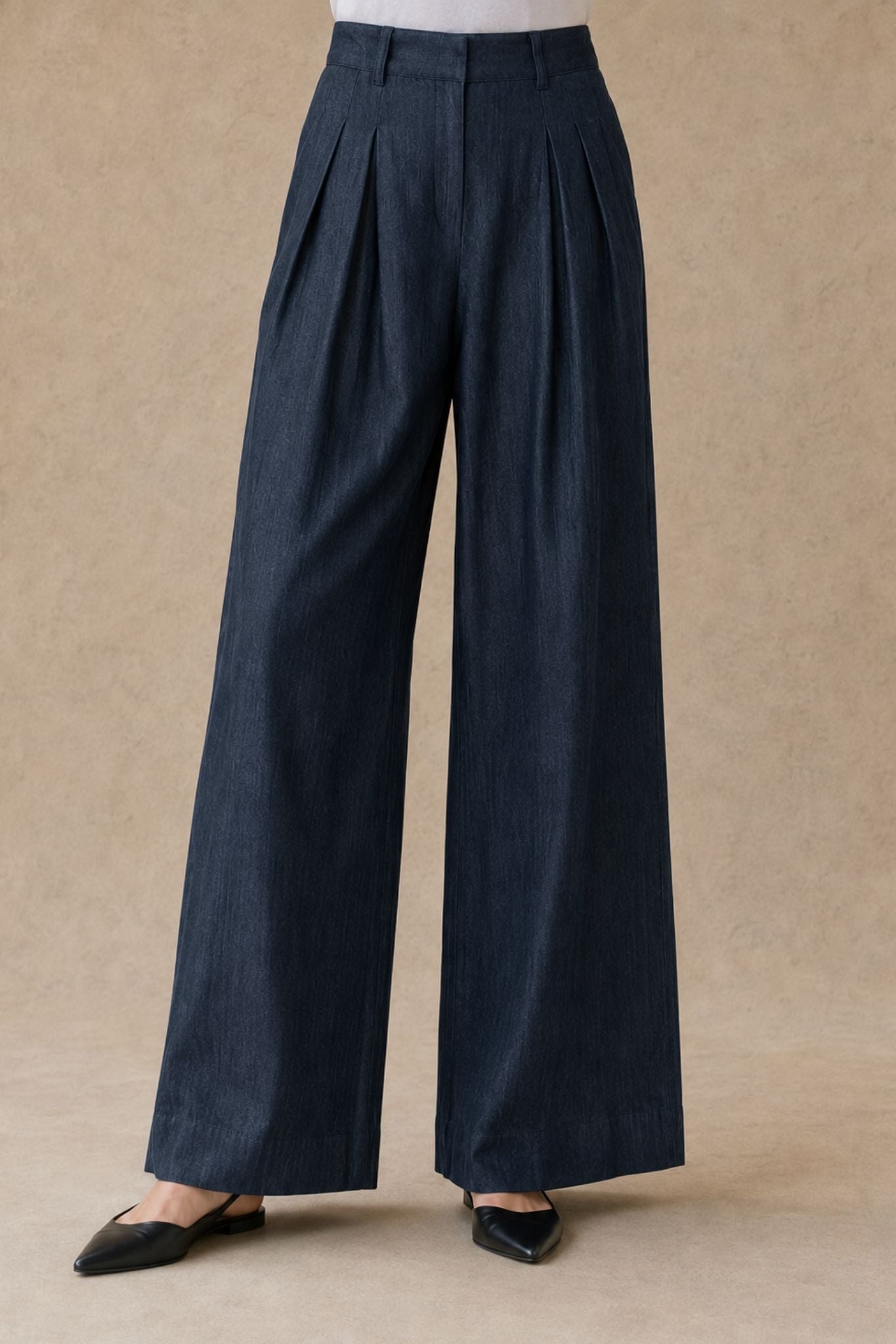 Louisa Hemp Cotton Pleated Wide Leg Pant