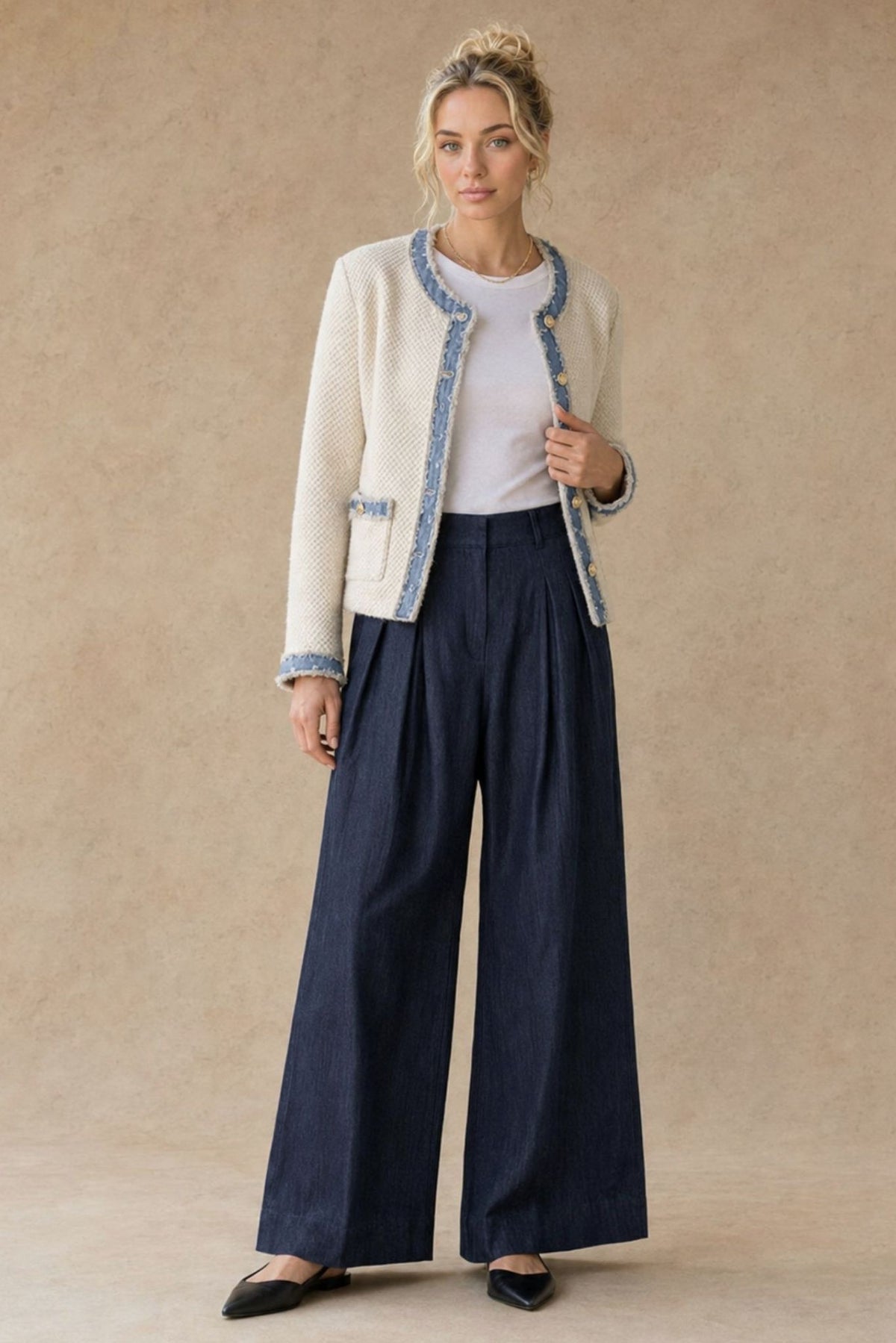 Louisa Hemp Cotton Pleated Wide Leg Pant