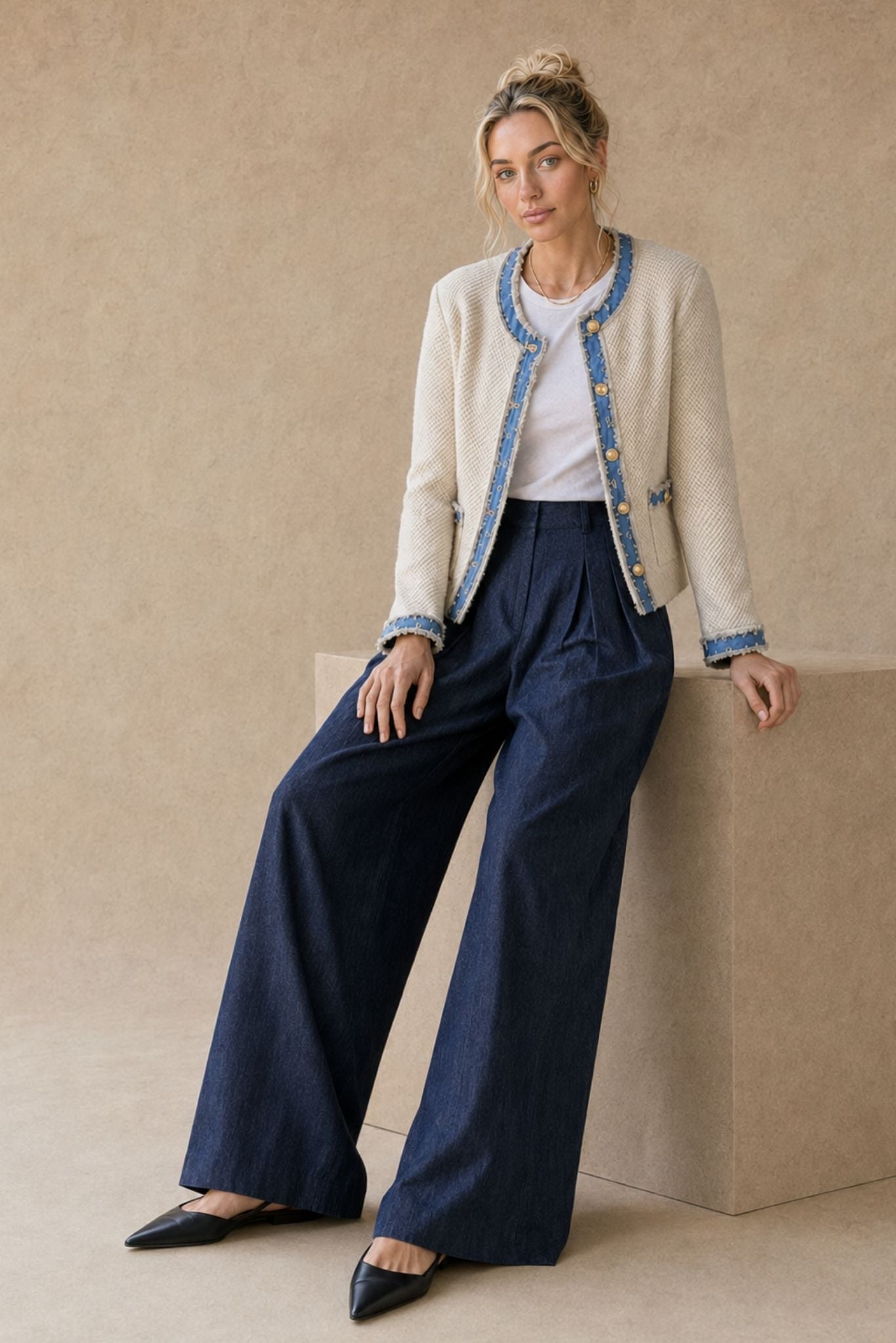 Louisa Hemp Cotton Pleated Wide Leg Pant