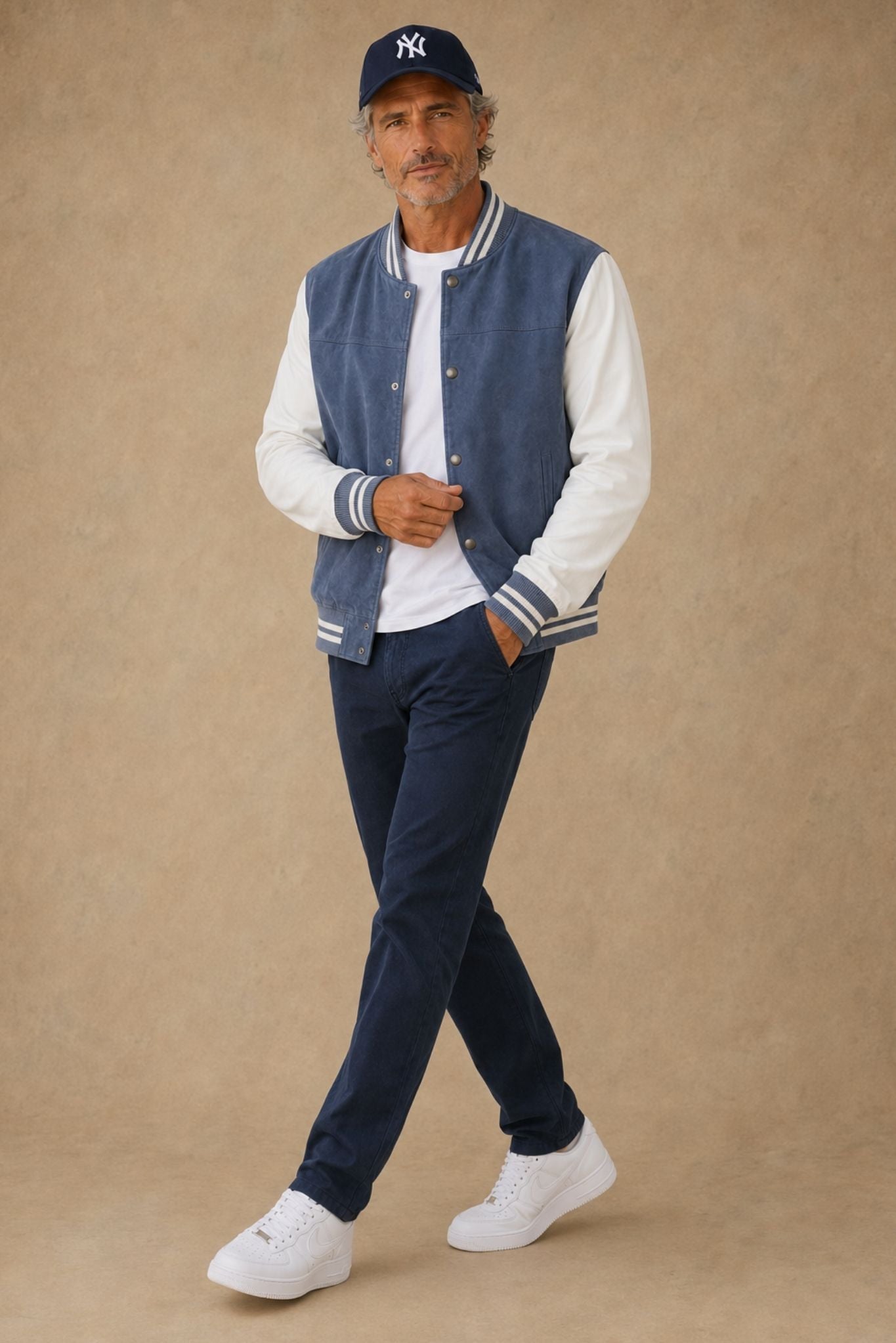 Carlo Men's Suede Varsity Bomber Jacket
