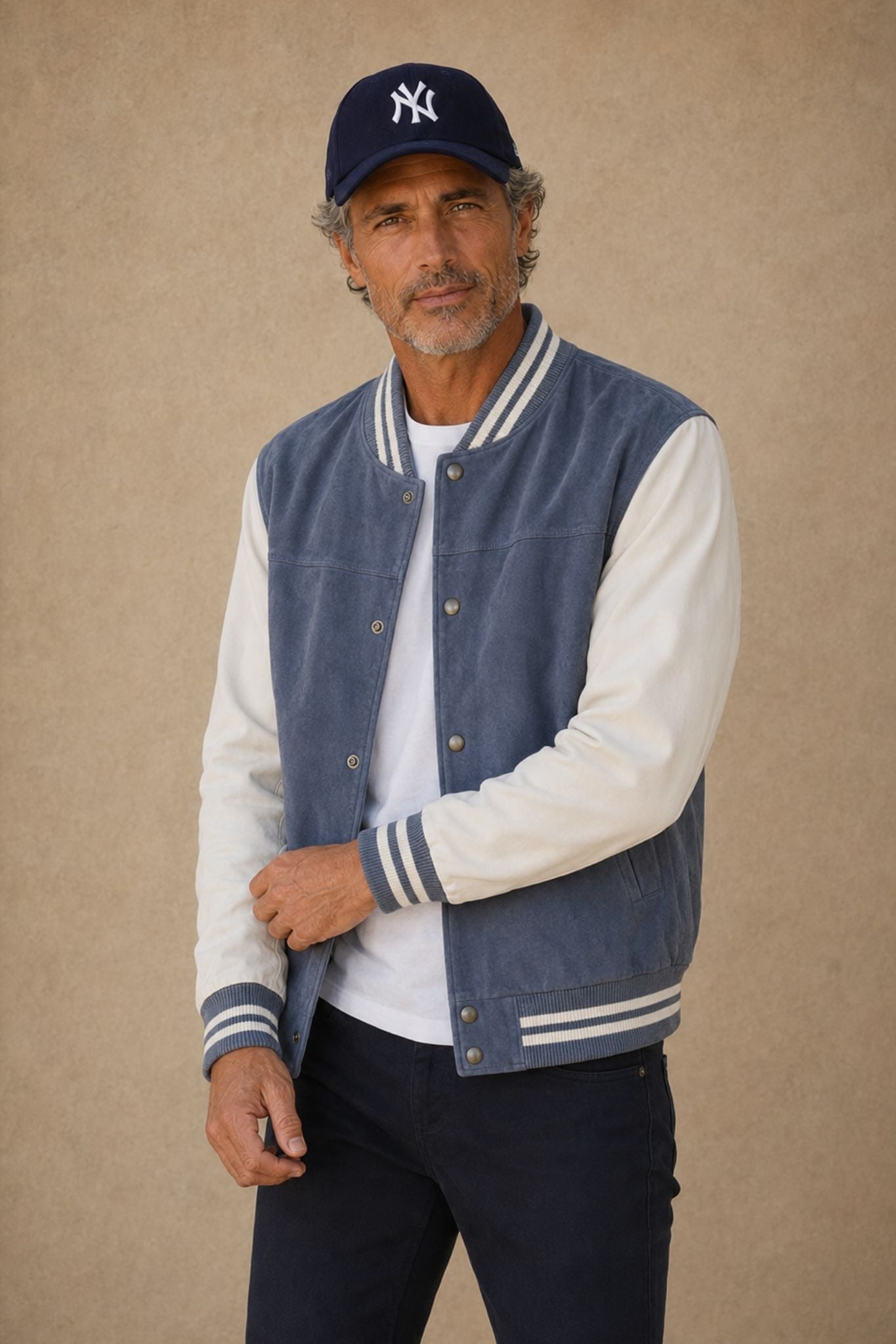 Carlo Men's Suede Varsity Bomber Jacket