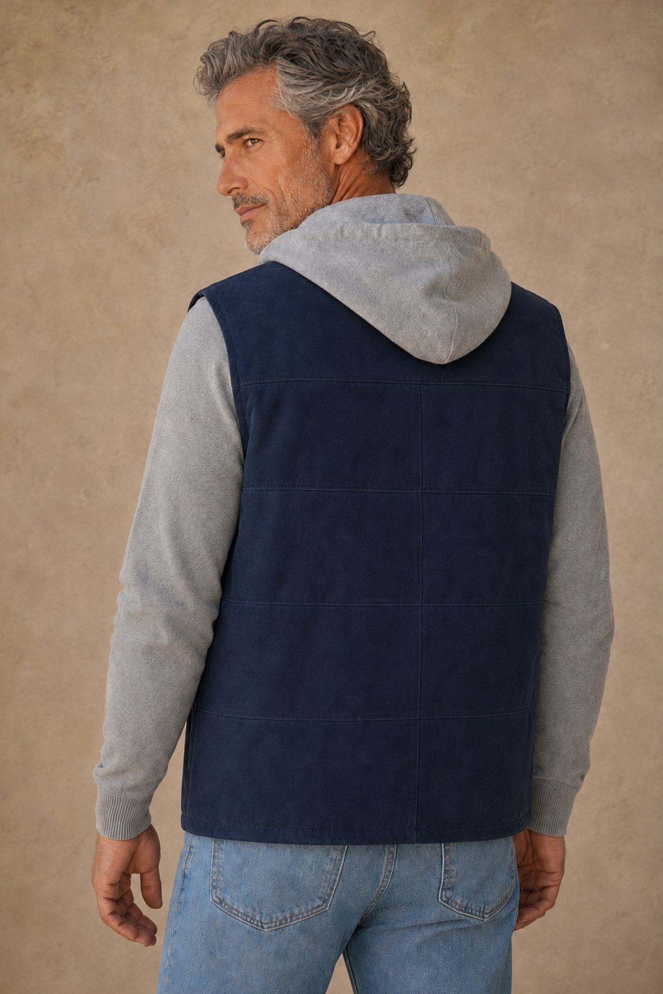 Cato Men's  SUEDE QUILTED VEST WITH DETACHABLE HOODIE