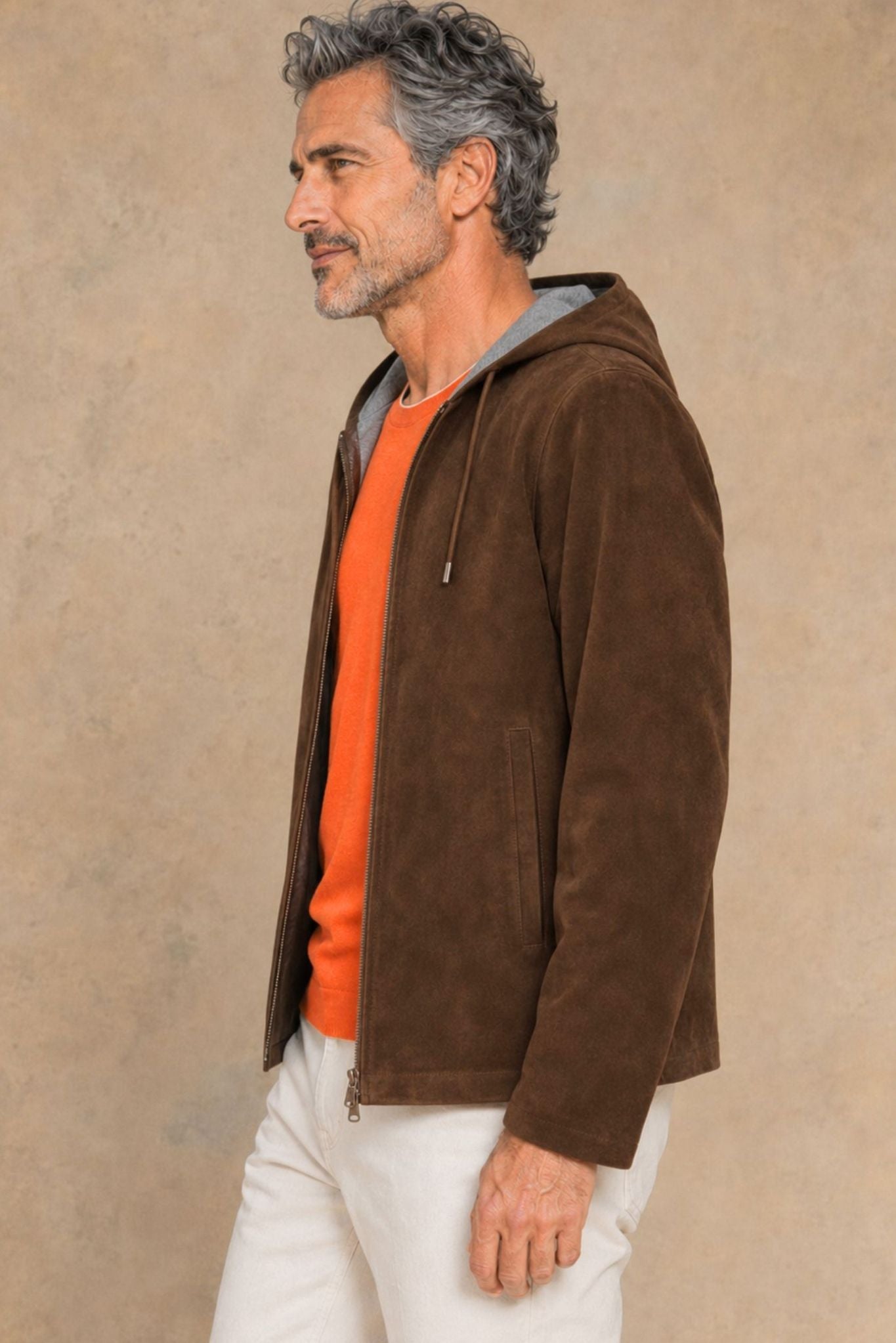 Motti Men's Reversible Suede/Wool Hoodie Jackiet