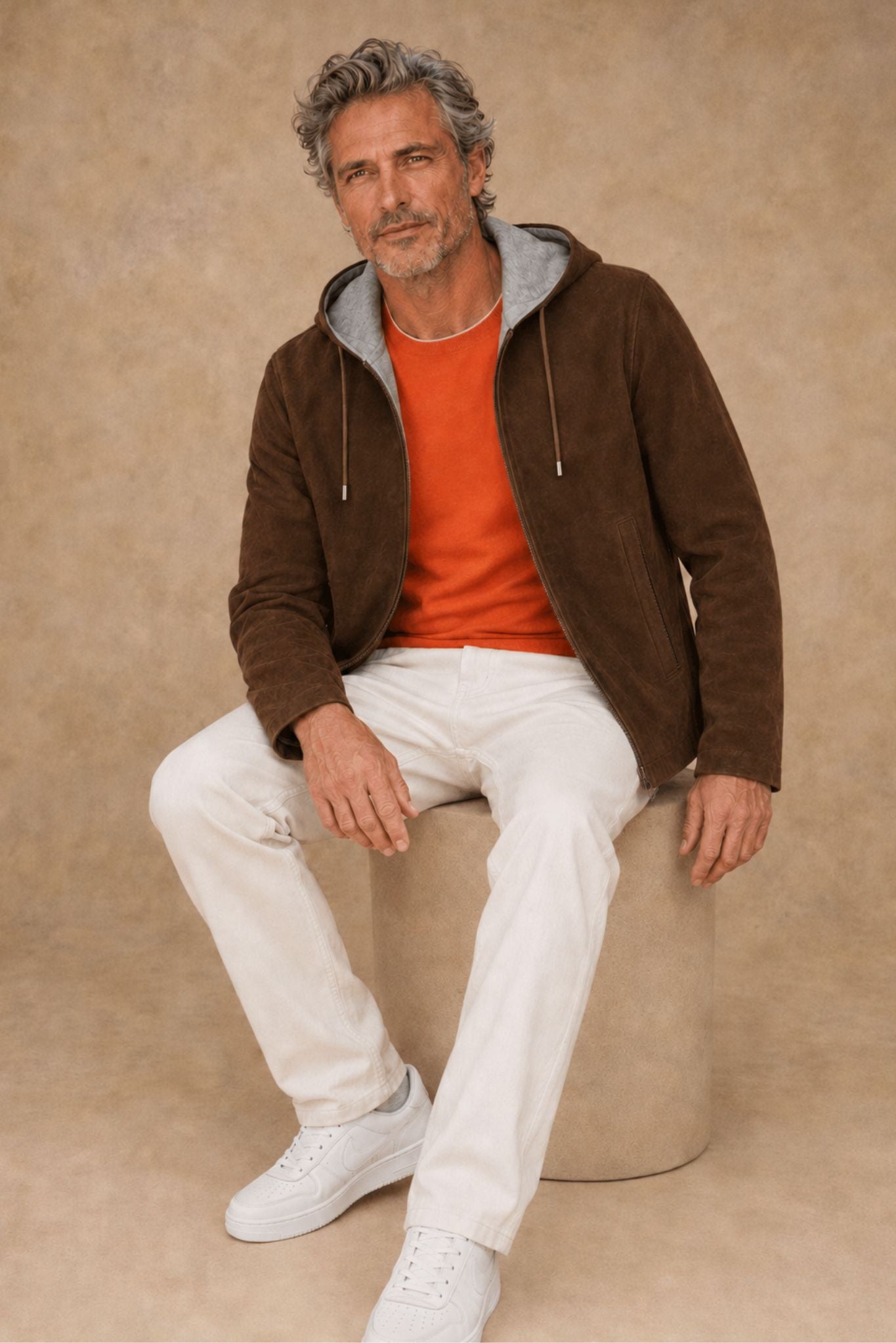 Motti Men's Reversible Suede/Wool Hoodie Jackiet
