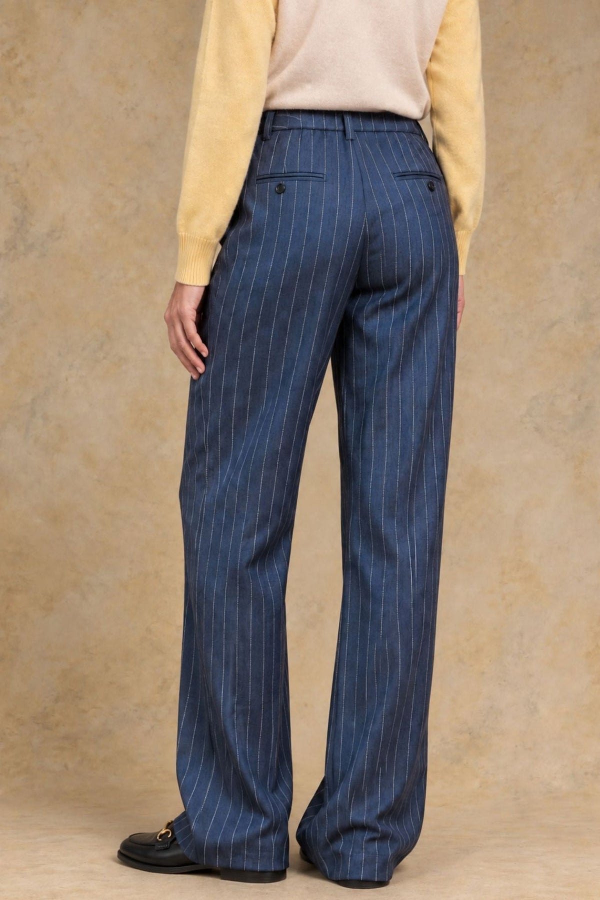 V-ALBERTA-2302  Vallorani Alberta Women's Wide Leg Pin Stripe Pant