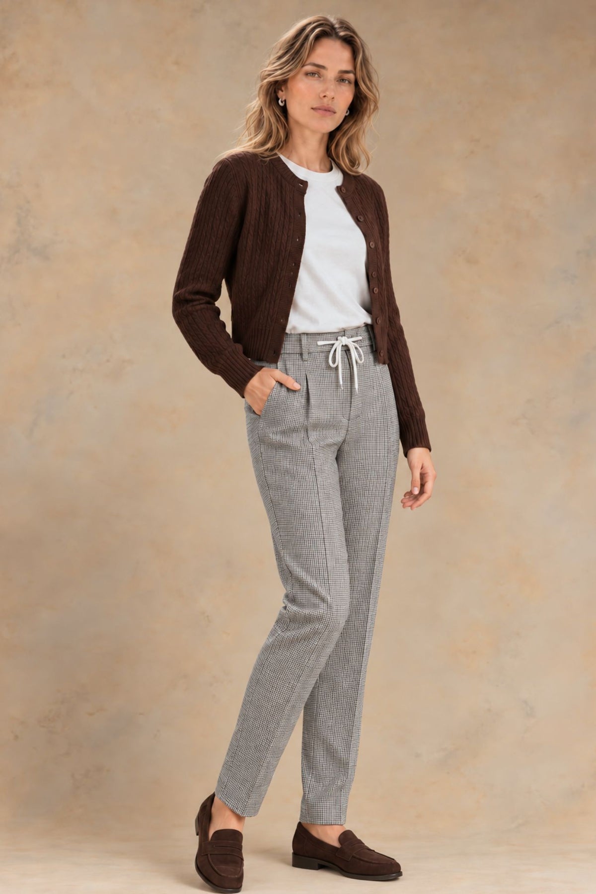 V-TIPI-12957 Vallorani Tipi Women's Tapered Plaid Pant