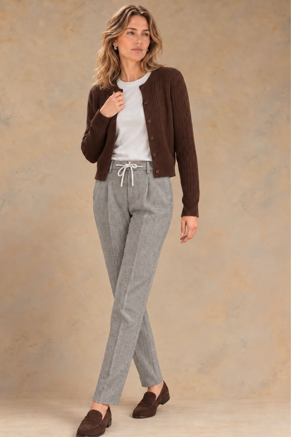 V-TIPI-12957 Vallorani Tipi Women's Tapered Plaid Pant