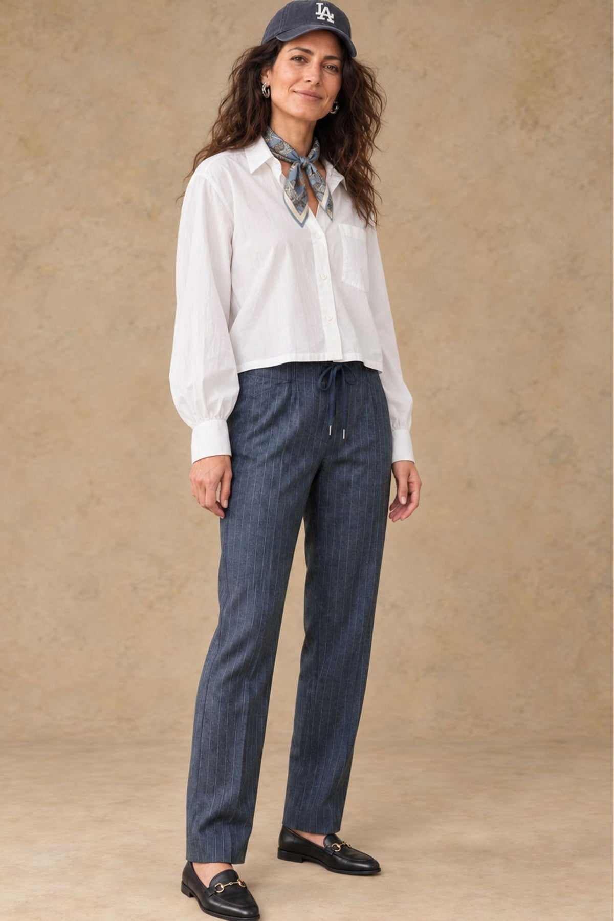 V-TIPI-12865 Vallorani Tipi Women's Tapered Pin Stripe Pant