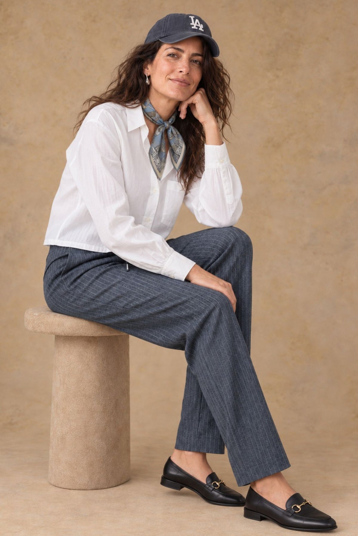 V-TIPI-12865 Vallorani Tipi Women's Tapered Pin Stripe Pant