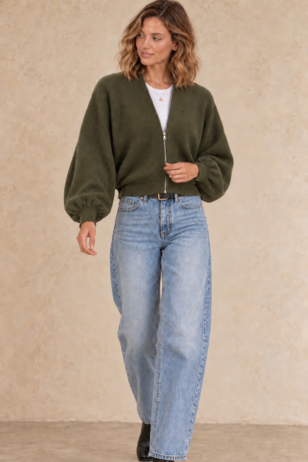 Gayle Cashmere Blend Zip Cardigan
