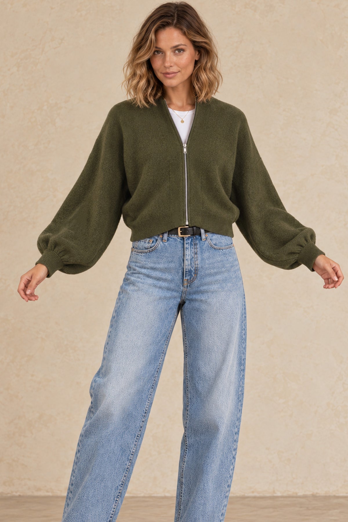 Gayle Cashmere Blend Zip Cardigan