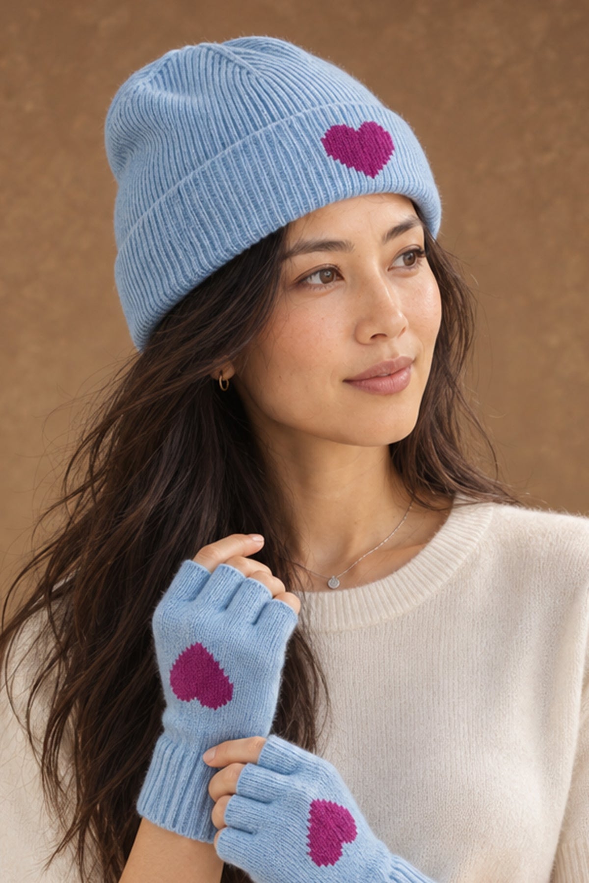 Scarlett Cashmere Heart Fingerless Gloves